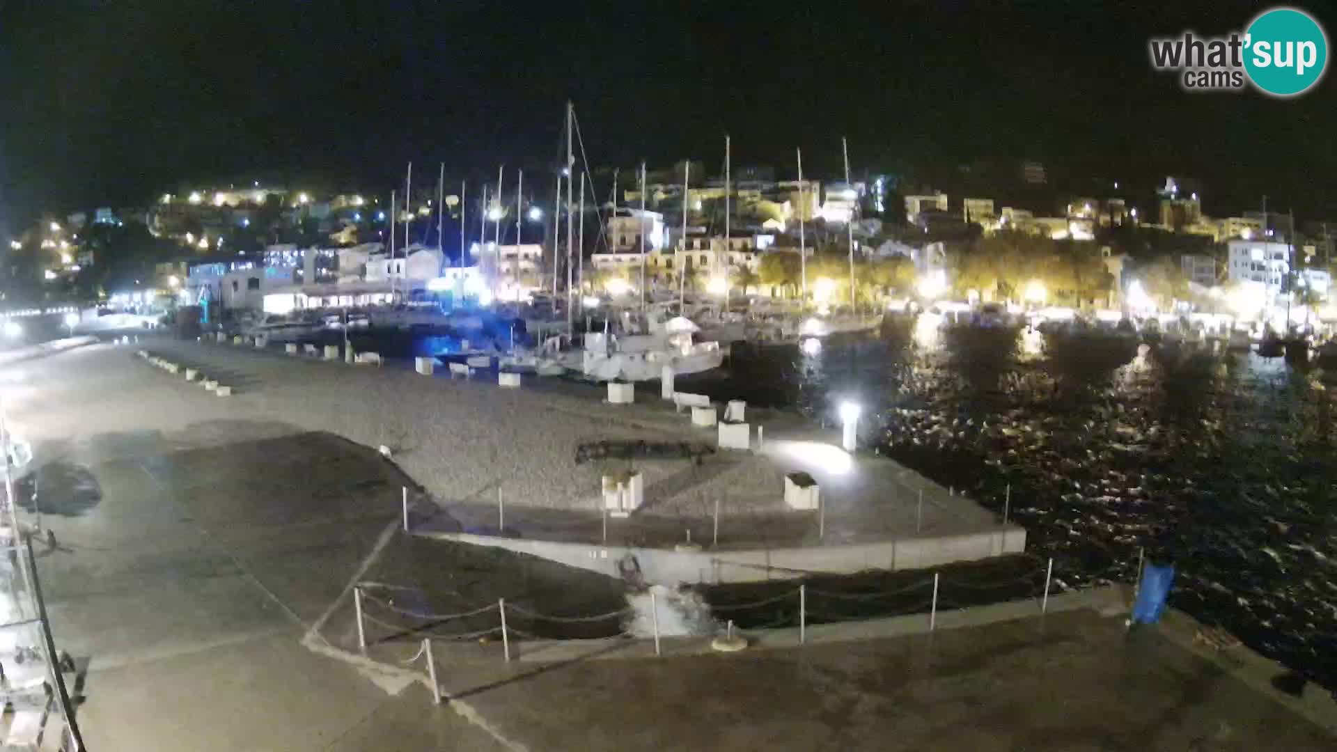 Webcam Basca Voda –  Vista desde el puerto deportivo de la ciudad y la montaña Biokovo