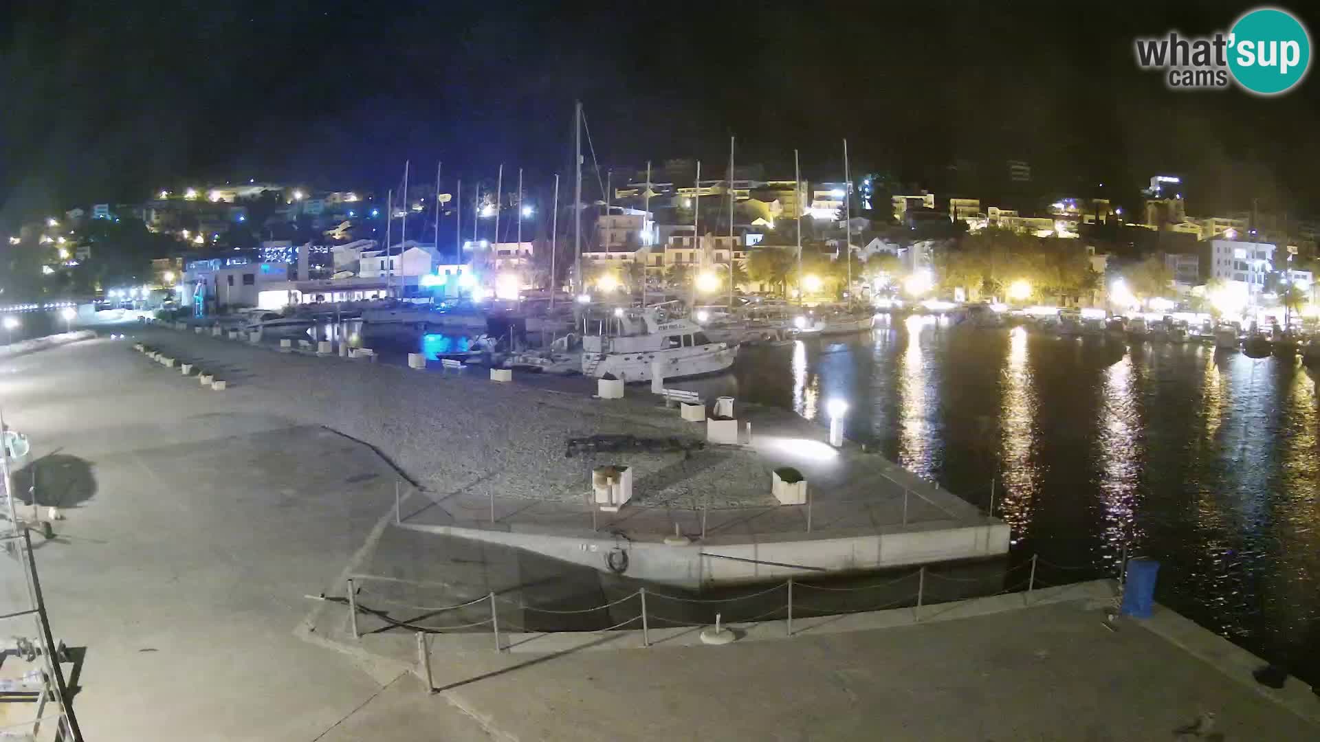 Webcam Basca Voda –  Vista desde el puerto deportivo de la ciudad y la montaña Biokovo