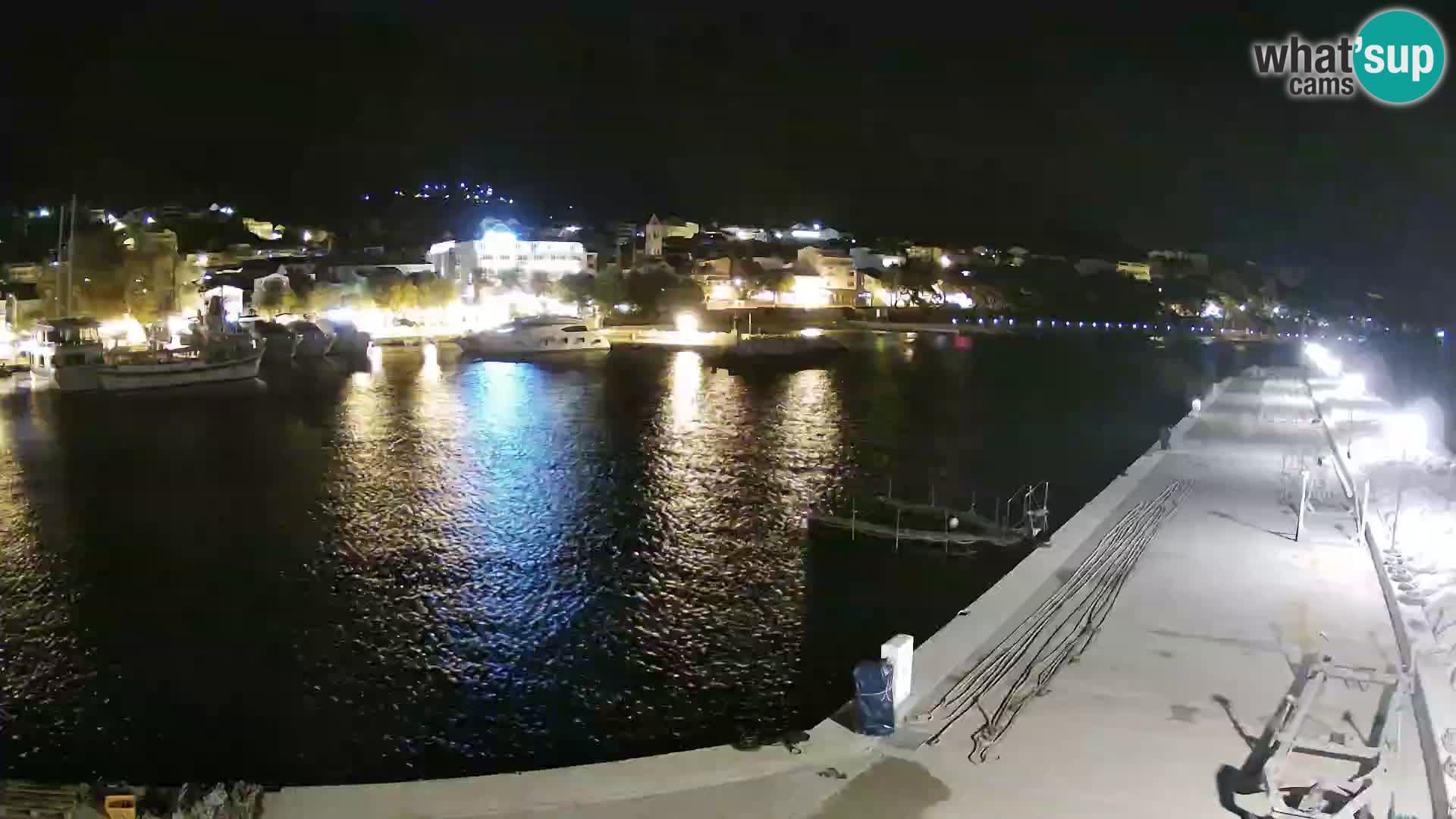 Webcam Basca Voda –  Vista desde el puerto deportivo de la ciudad y la montaña Biokovo