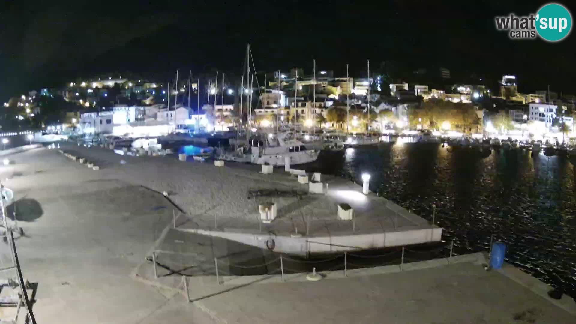 Webcam Basca Voda –  Vista desde el puerto deportivo de la ciudad y la montaña Biokovo