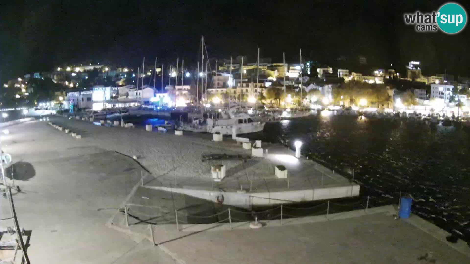 Webcam Basca Voda –  Vista desde el puerto deportivo de la ciudad y la montaña Biokovo