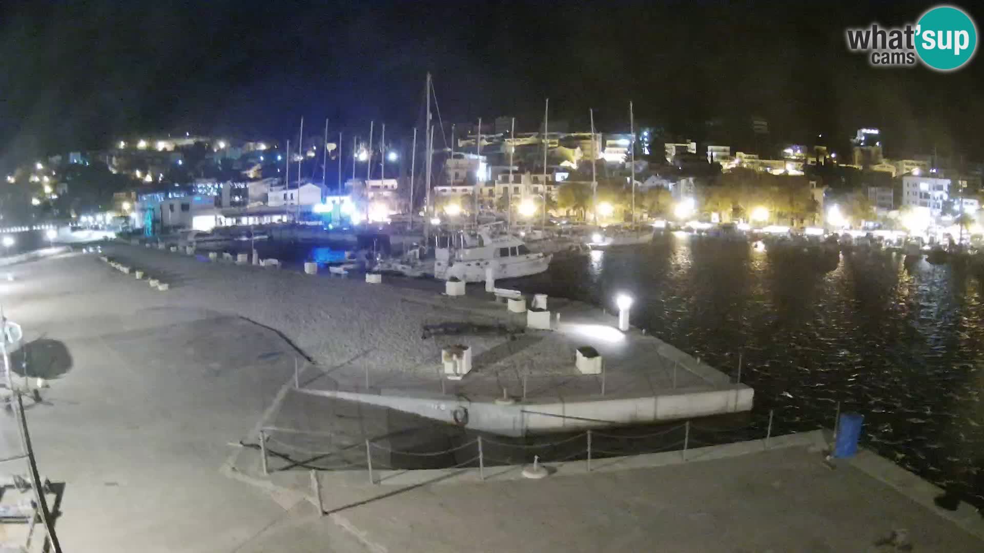 Webcam Basca Voda –  Vista desde el puerto deportivo de la ciudad y la montaña Biokovo