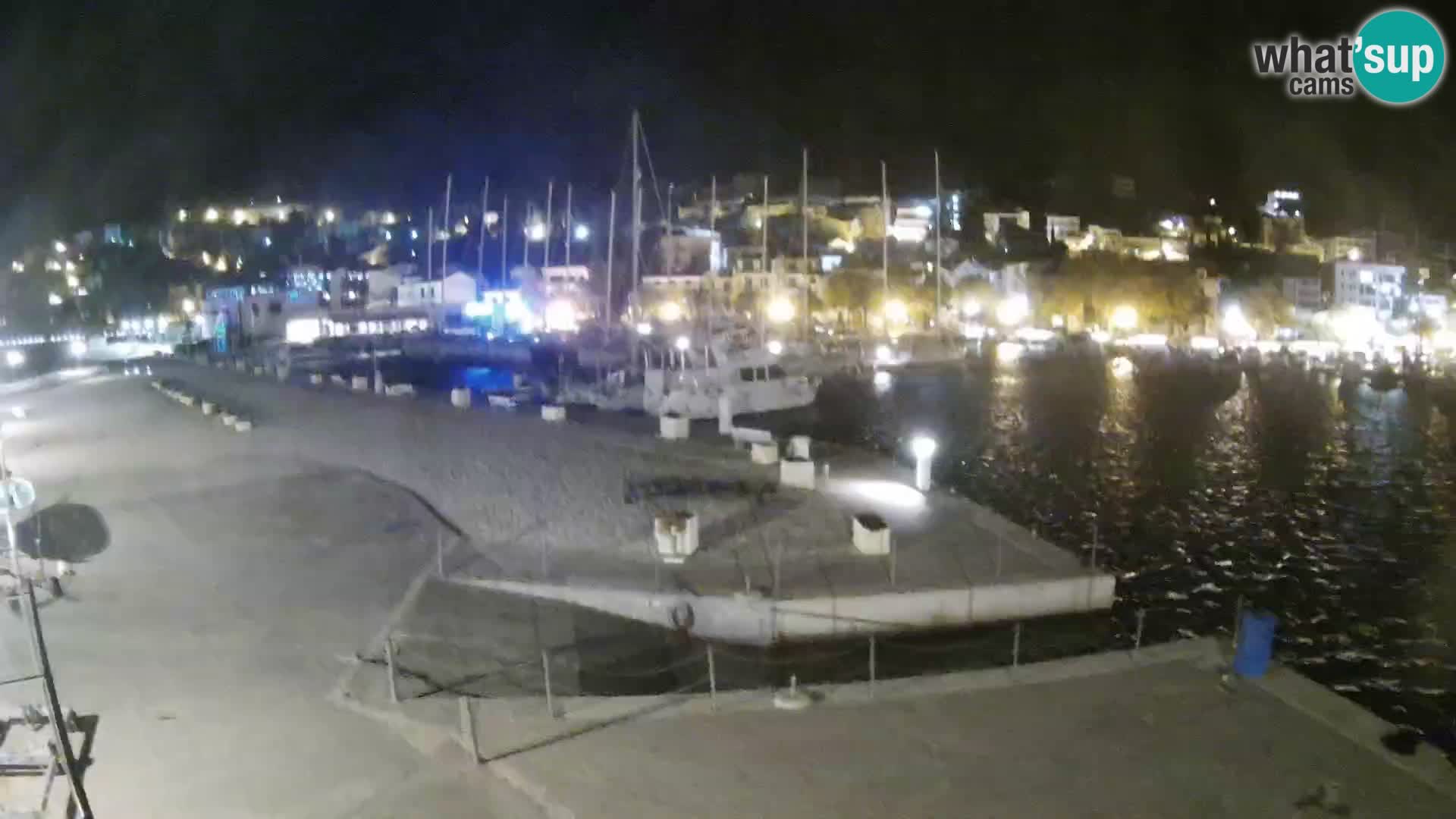 Webcam Basca Voda –  Vista desde el puerto deportivo de la ciudad y la montaña Biokovo