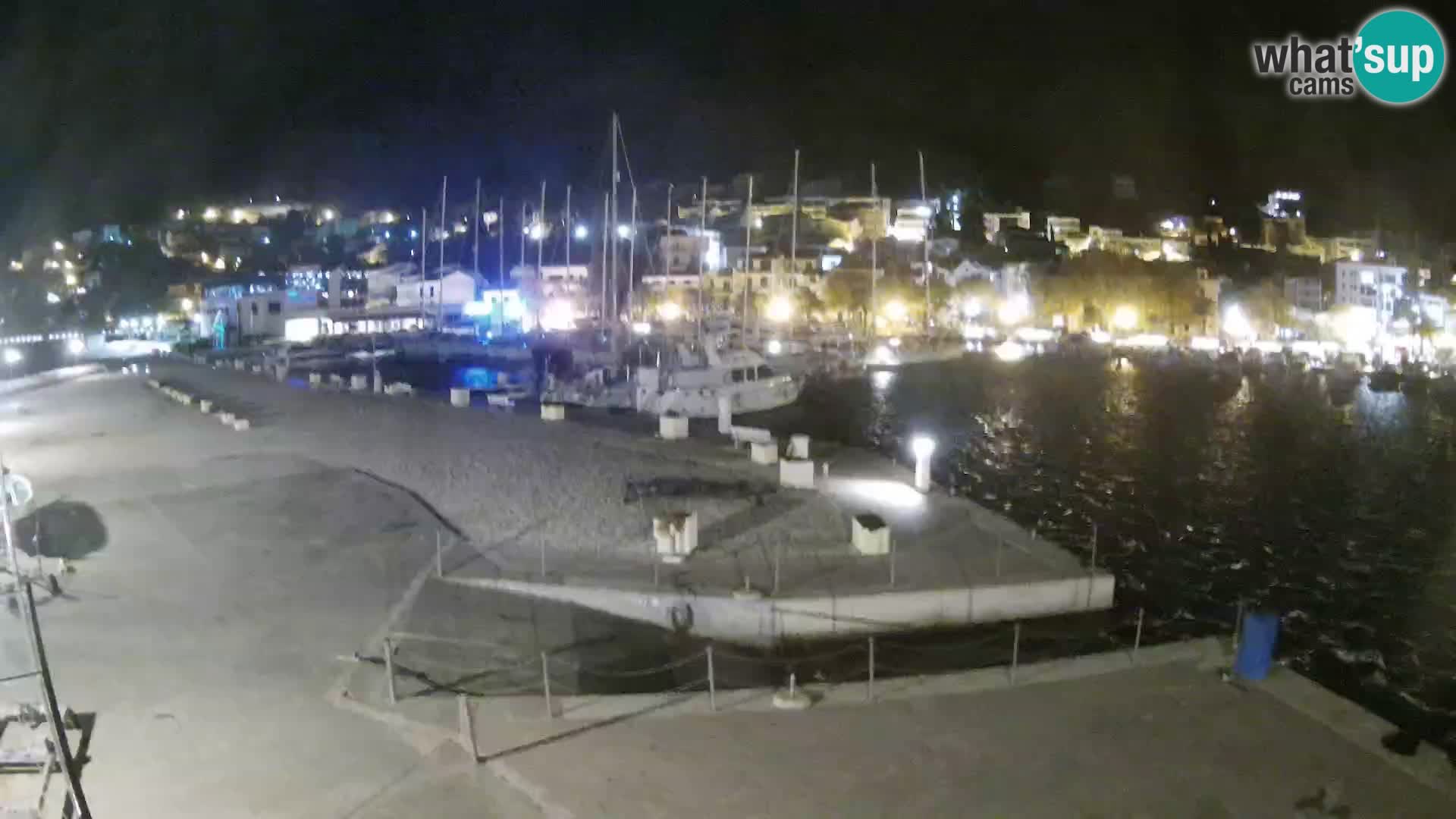 Webcam Basca Voda –  Vista desde el puerto deportivo de la ciudad y la montaña Biokovo