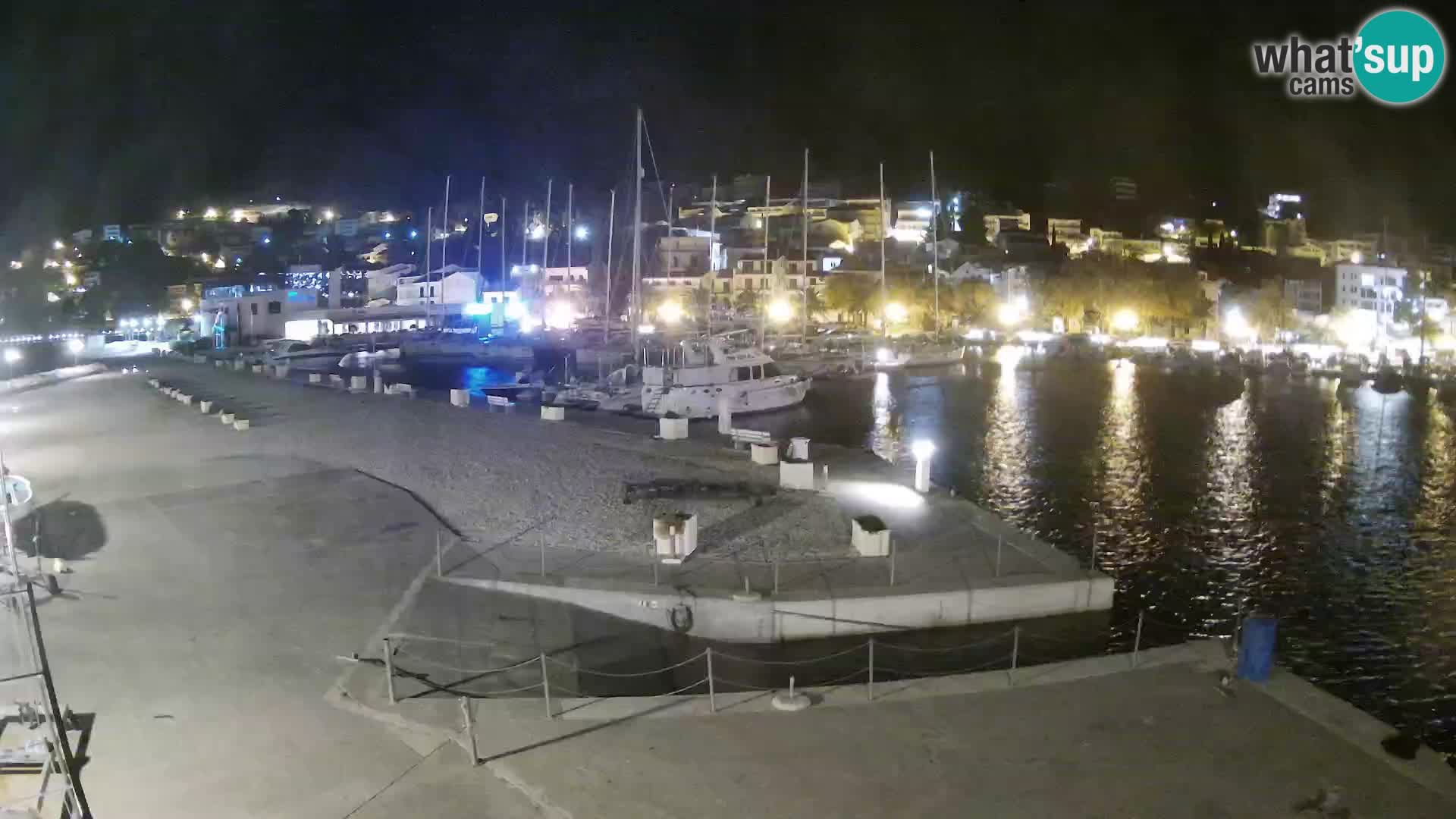 Webcam Basca Voda –  Vista desde el puerto deportivo de la ciudad y la montaña Biokovo