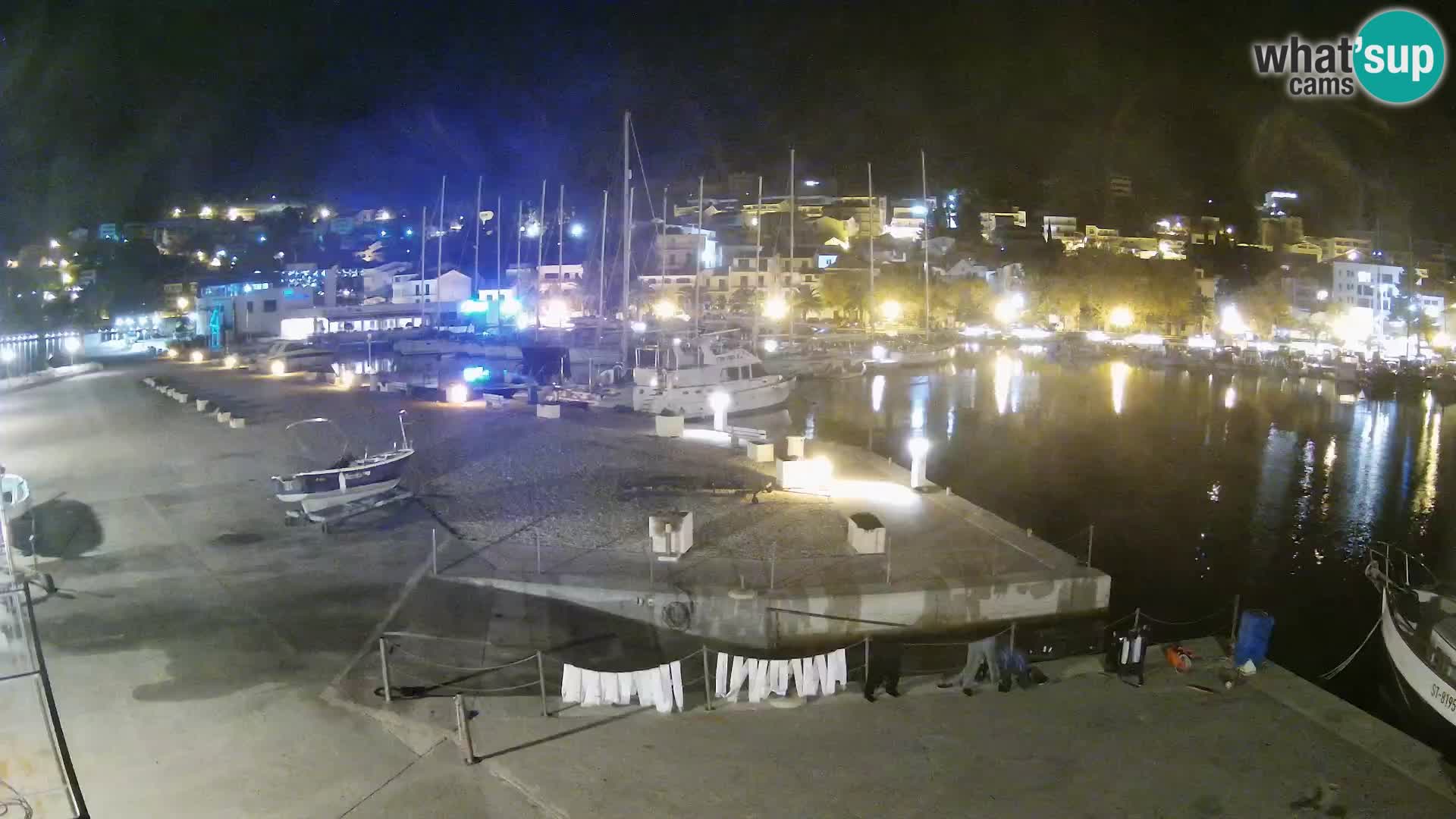 Webcam Basca Voda –  Vista desde el puerto deportivo de la ciudad y la montaña Biokovo