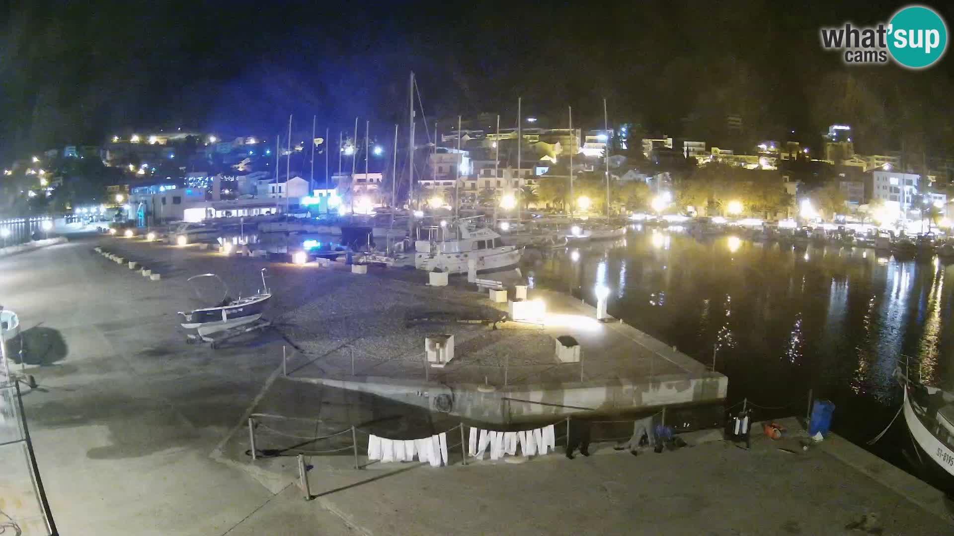 Webcam Basca Voda –  Vista desde el puerto deportivo de la ciudad y la montaña Biokovo