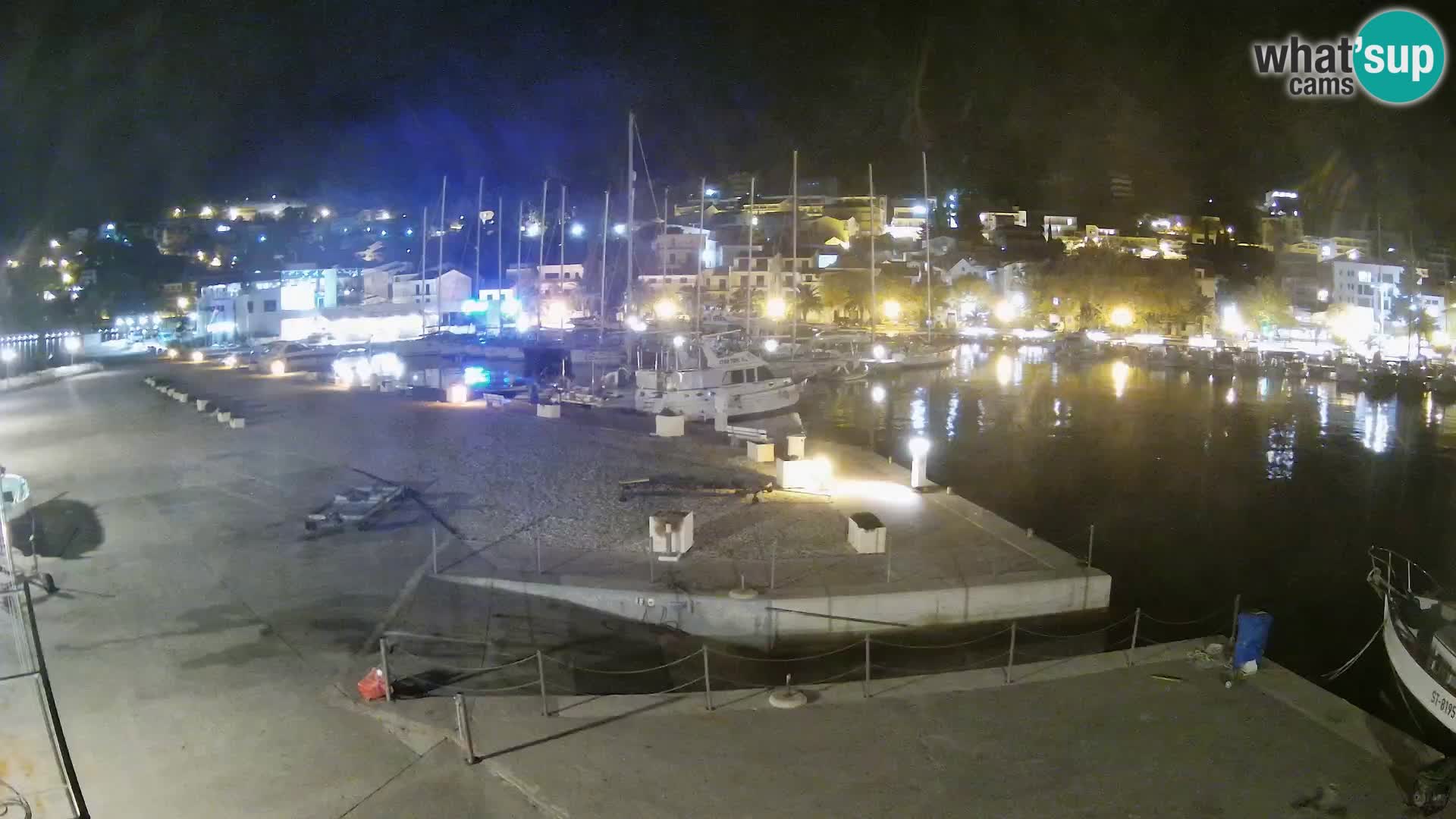 Webcam Basca Voda –  Vista desde el puerto deportivo de la ciudad y la montaña Biokovo