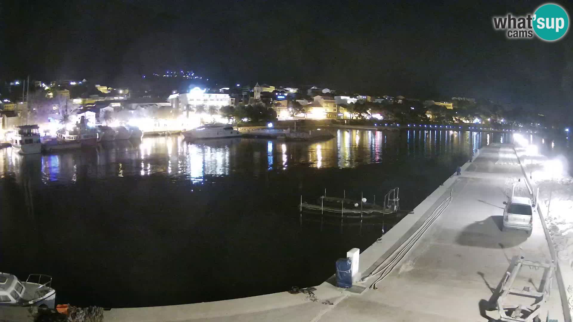 Webcam Basca Voda –  Vista desde el puerto deportivo de la ciudad y la montaña Biokovo