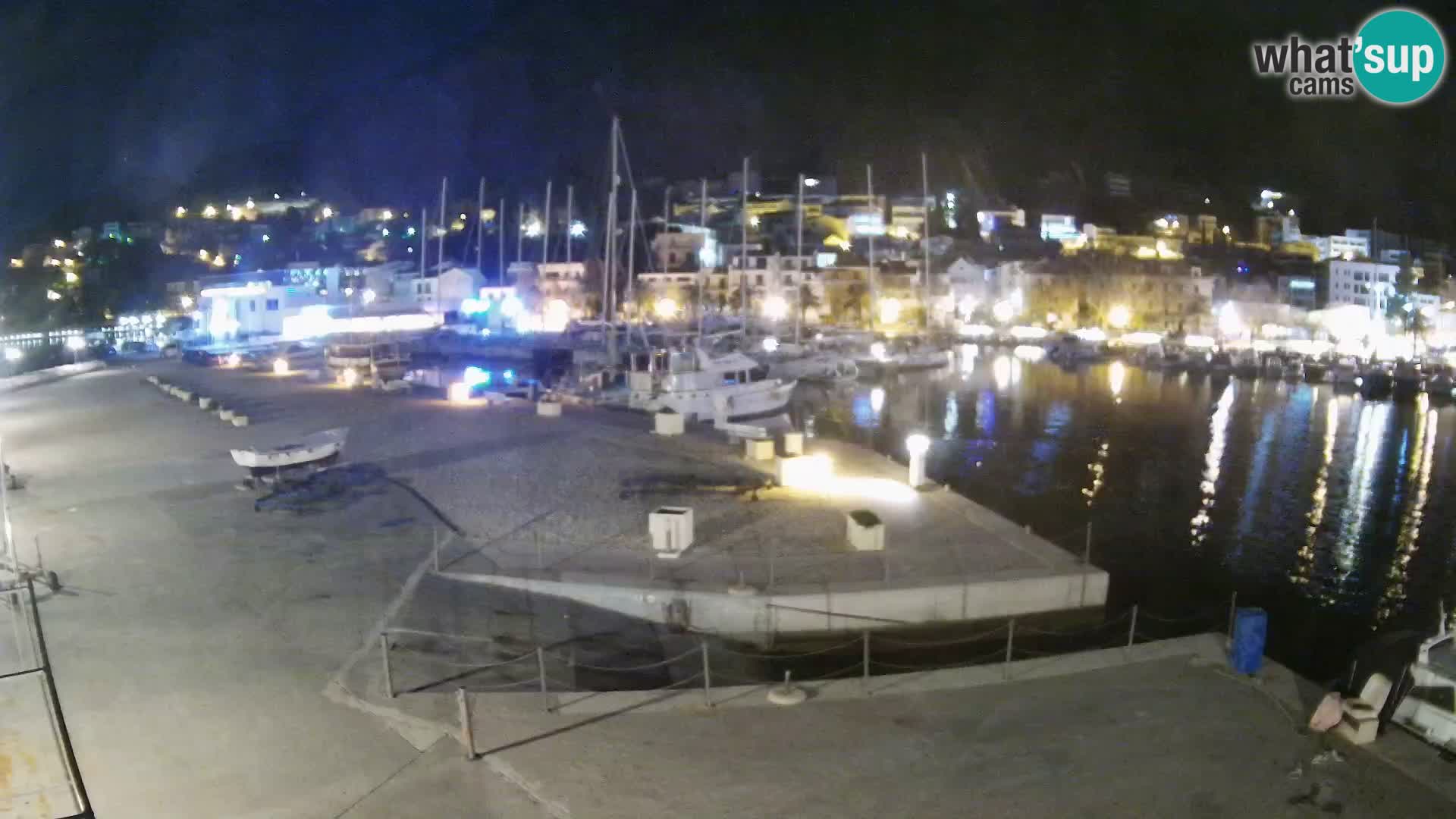 Webcam Basca Voda –  Vista desde el puerto deportivo de la ciudad y la montaña Biokovo