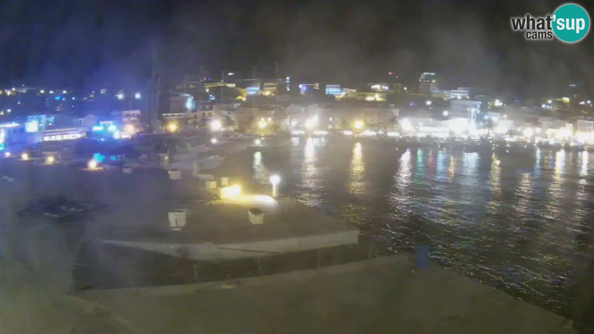 Webcam Basca Voda –  Vista desde el puerto deportivo de la ciudad y la montaña Biokovo