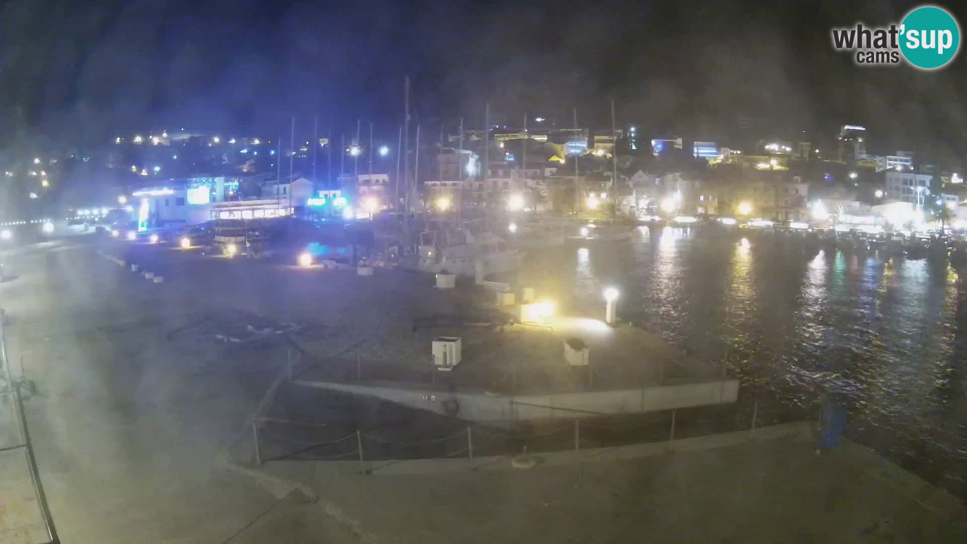 Webcam Basca Voda –  Vista desde el puerto deportivo de la ciudad y la montaña Biokovo