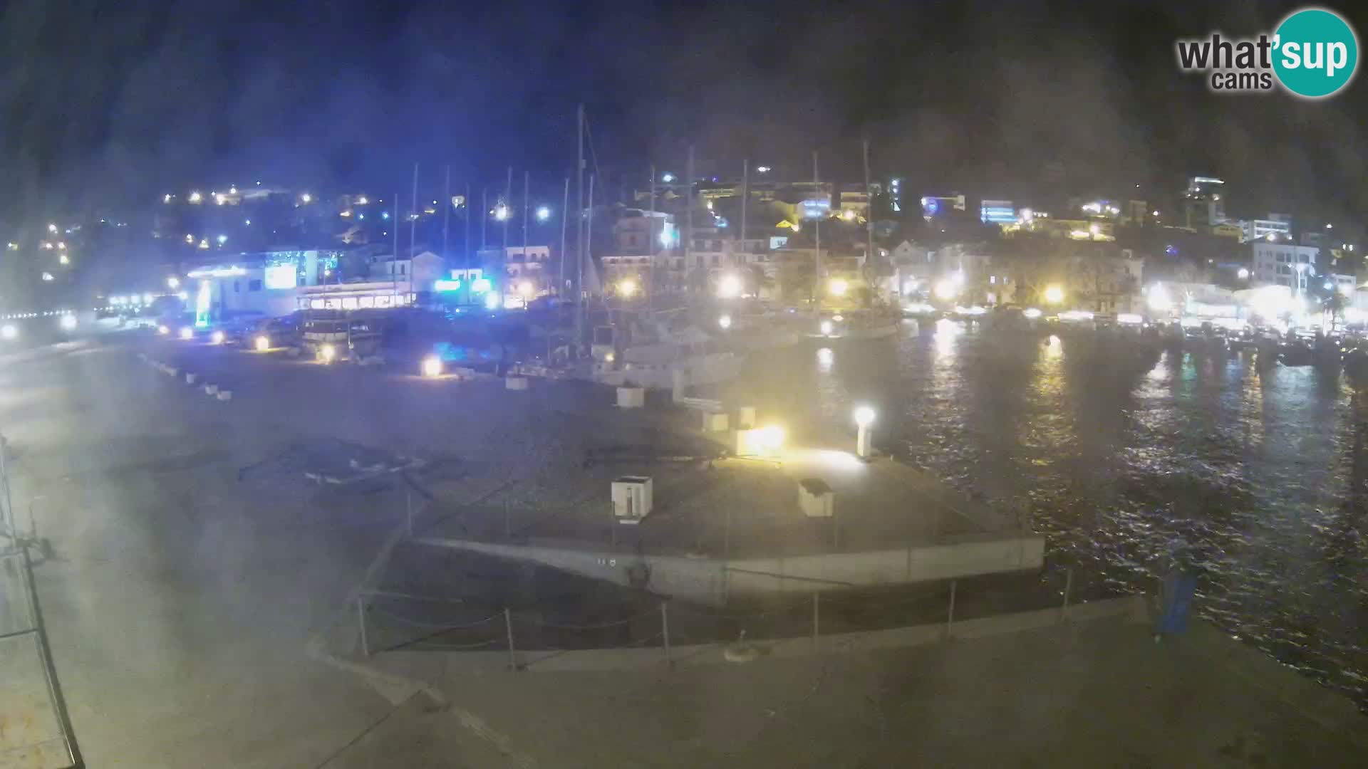 Webcam Basca Voda –  Vista desde el puerto deportivo de la ciudad y la montaña Biokovo