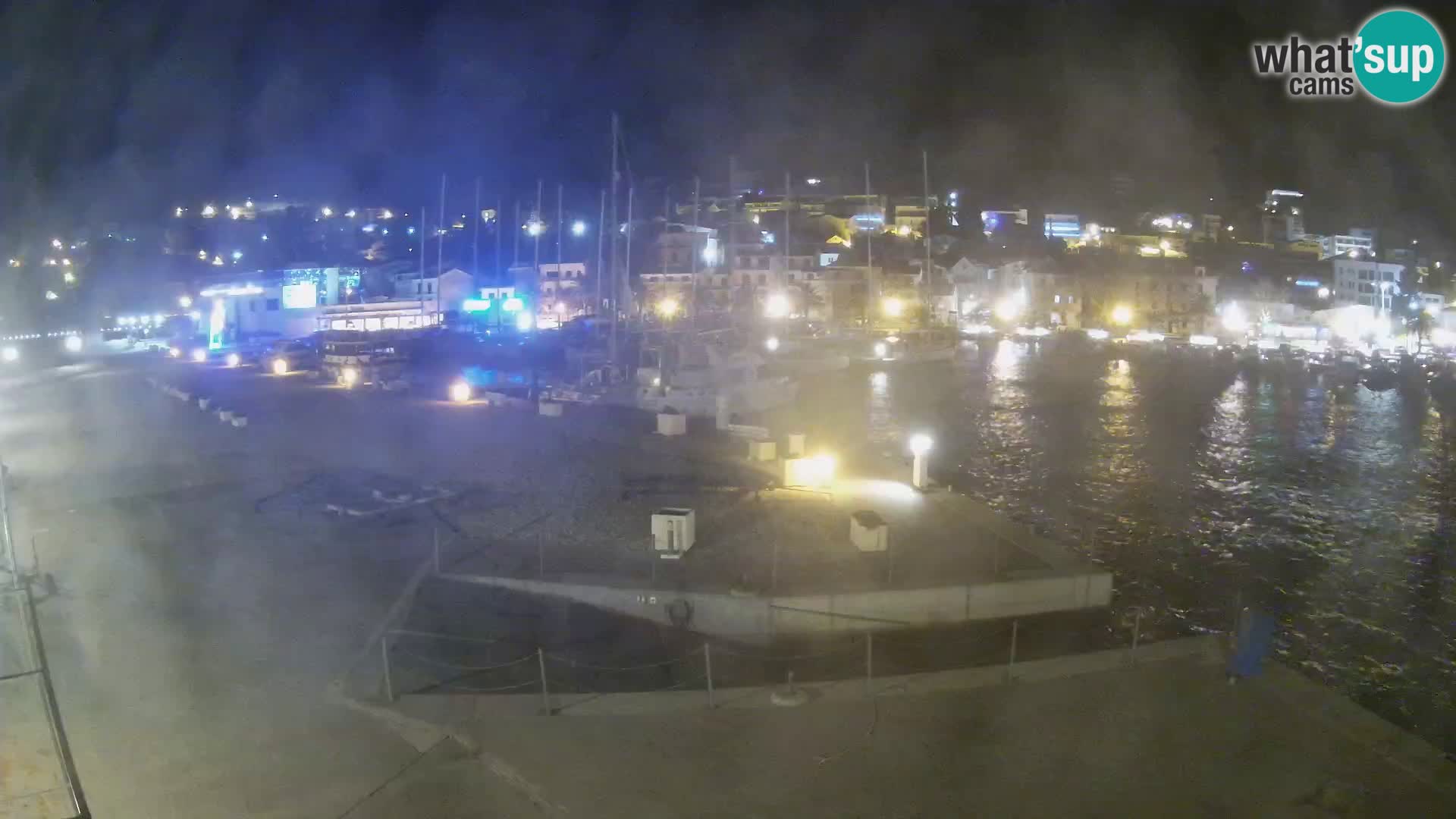 Webcam Basca Voda –  Vista desde el puerto deportivo de la ciudad y la montaña Biokovo