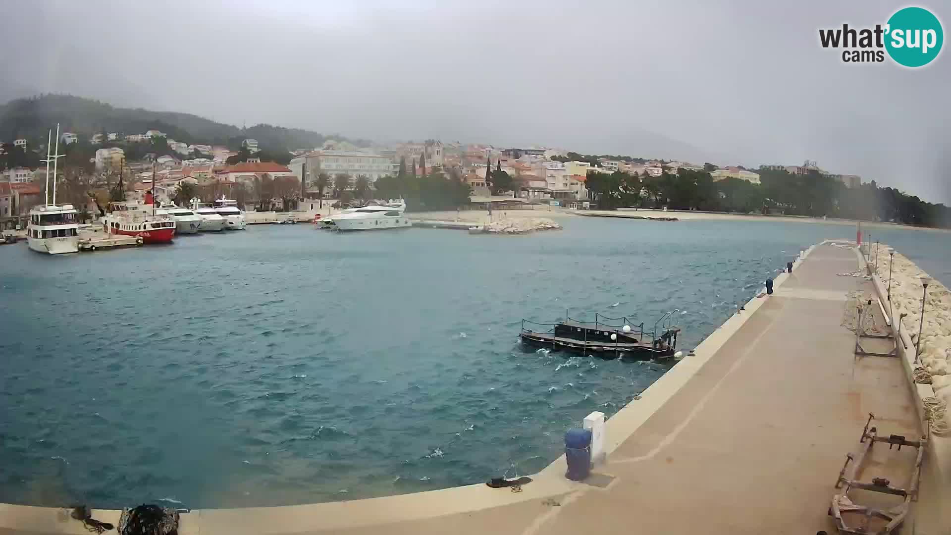 Vue du port de plaisance de la ville et la montagne Biokovo