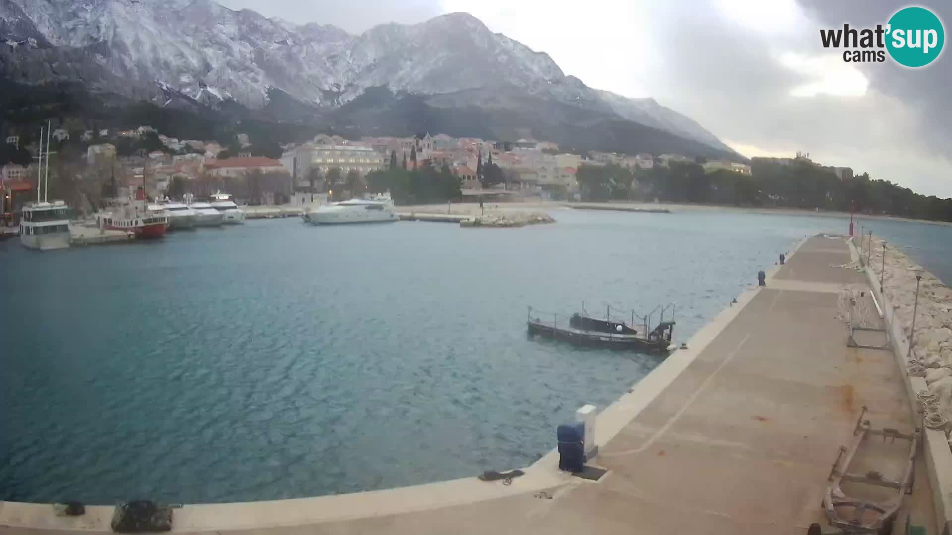 Webcam Live – View of Baška Voda and Biokovo mountain