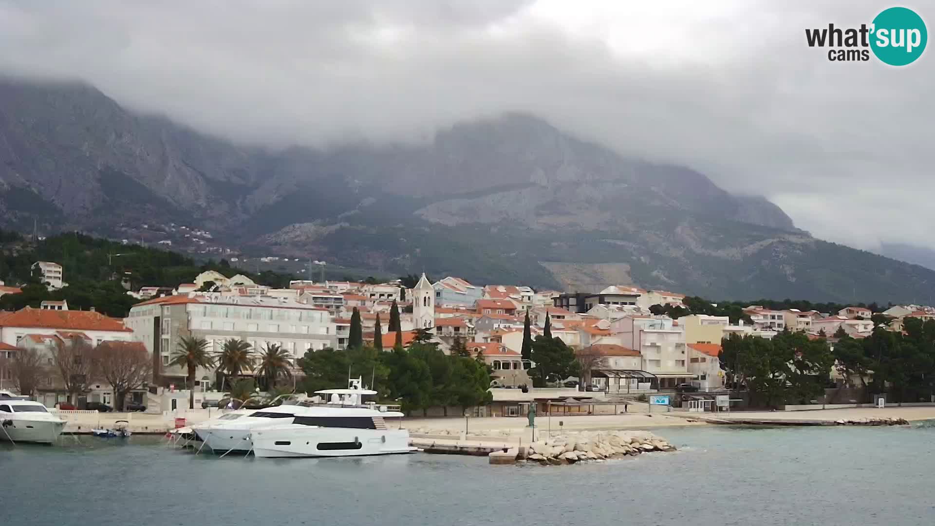 Webcam Live – View of Baška Voda and Biokovo mountain