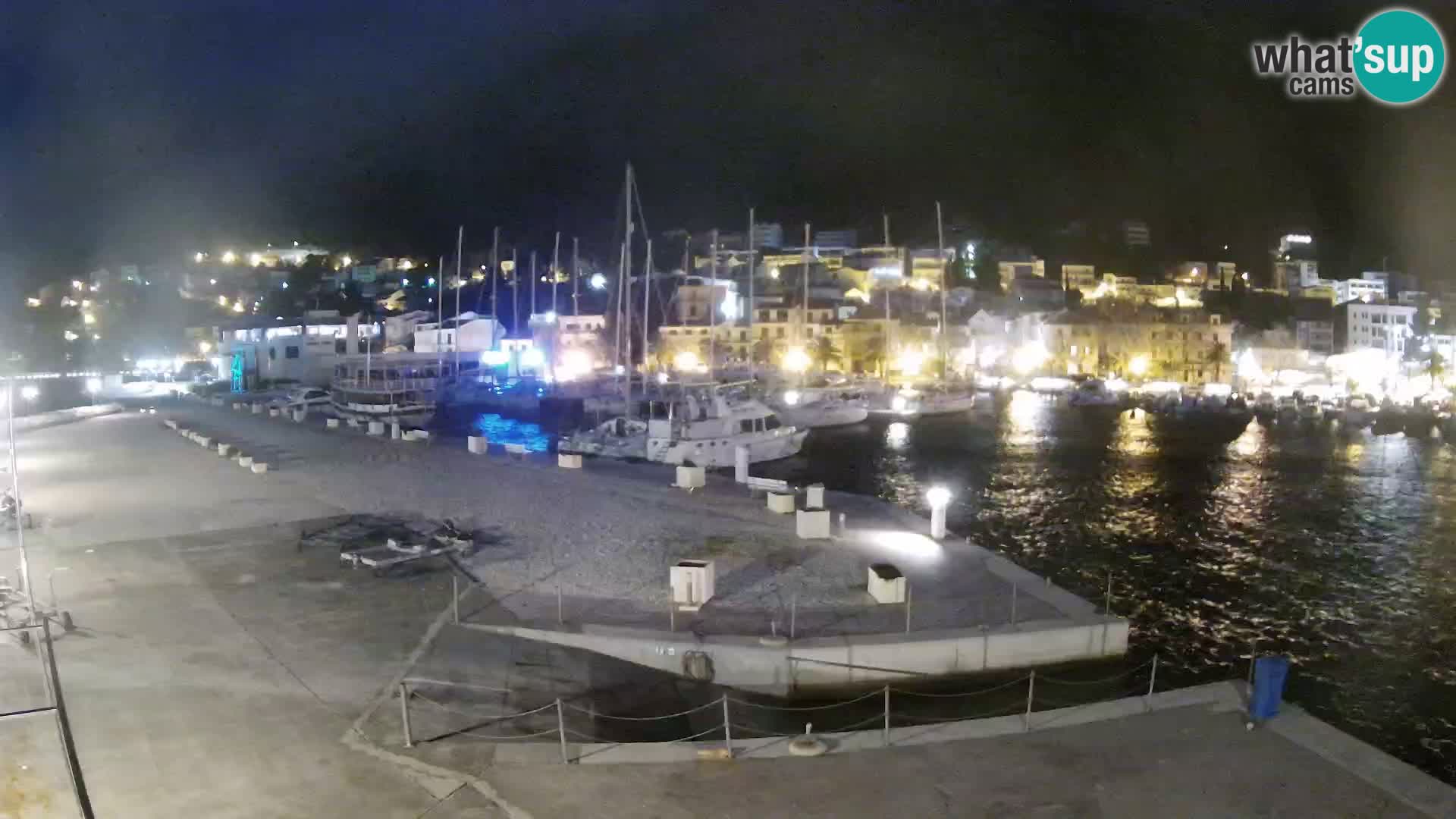 Webcam Basca Voda –  Vista desde el puerto deportivo de la ciudad y la montaña Biokovo