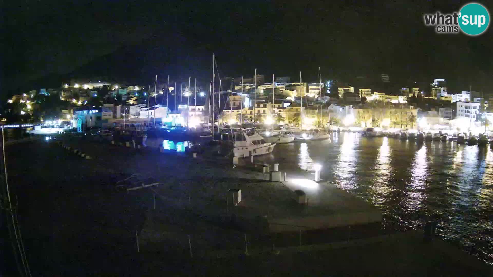 Webcam Basca Voda –  Vista desde el puerto deportivo de la ciudad y la montaña Biokovo