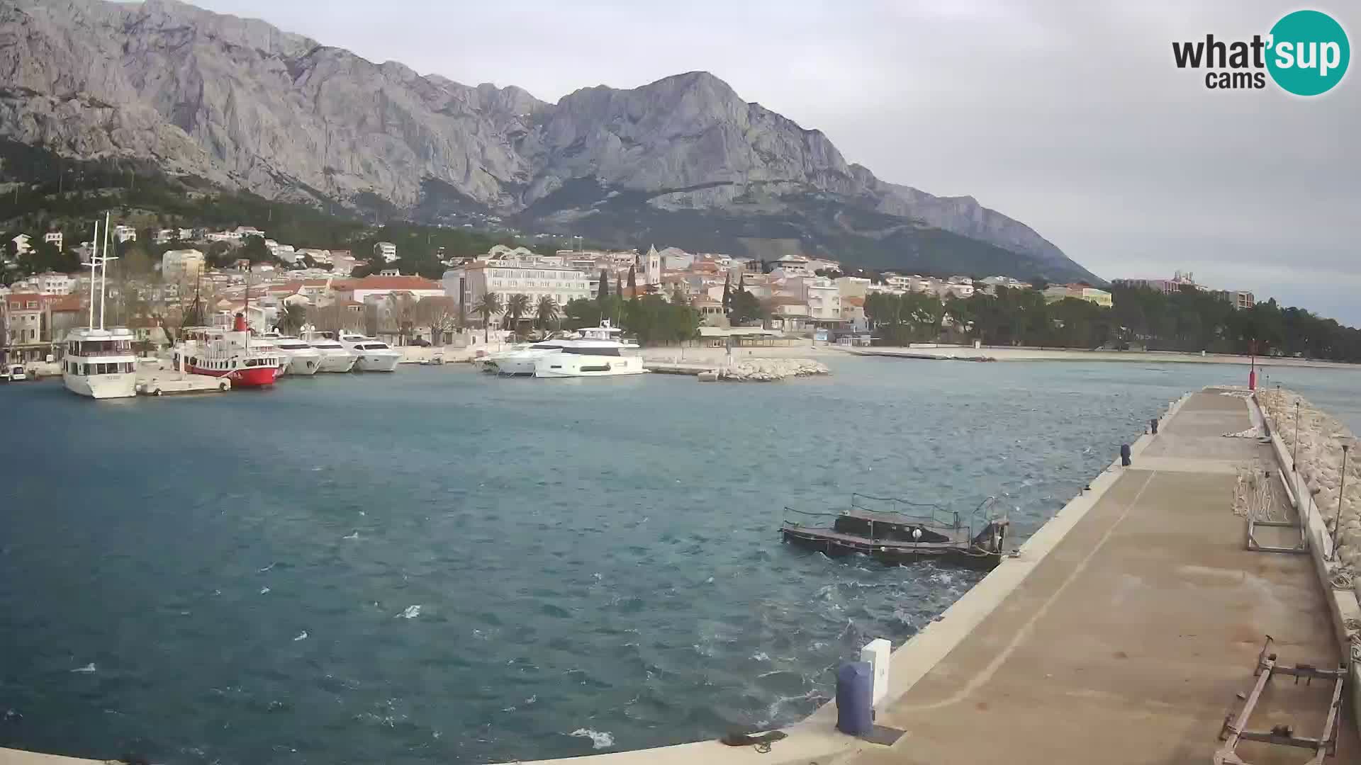 Webcam Baška Voda – Marina – Stadt und Gebirge Biokovo