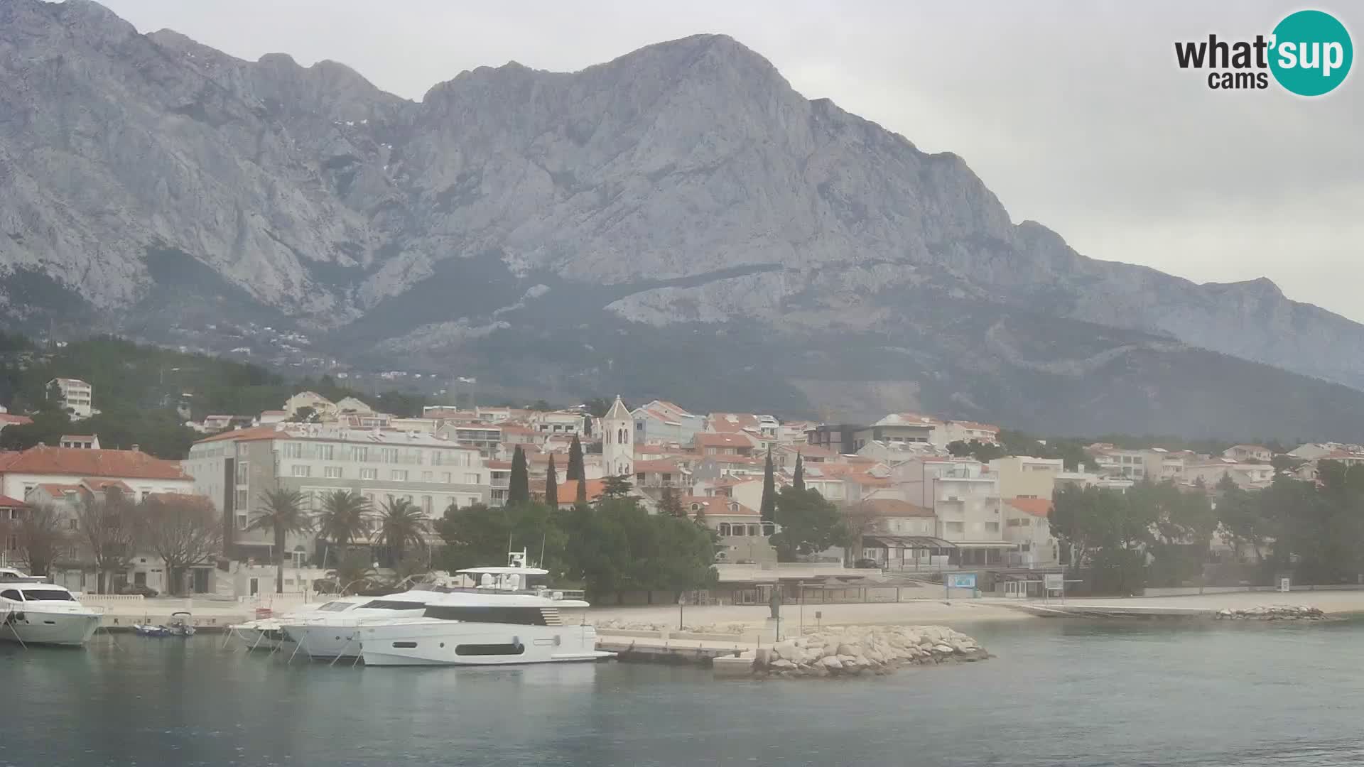 Webcam Live – View of Baška Voda and Biokovo mountain