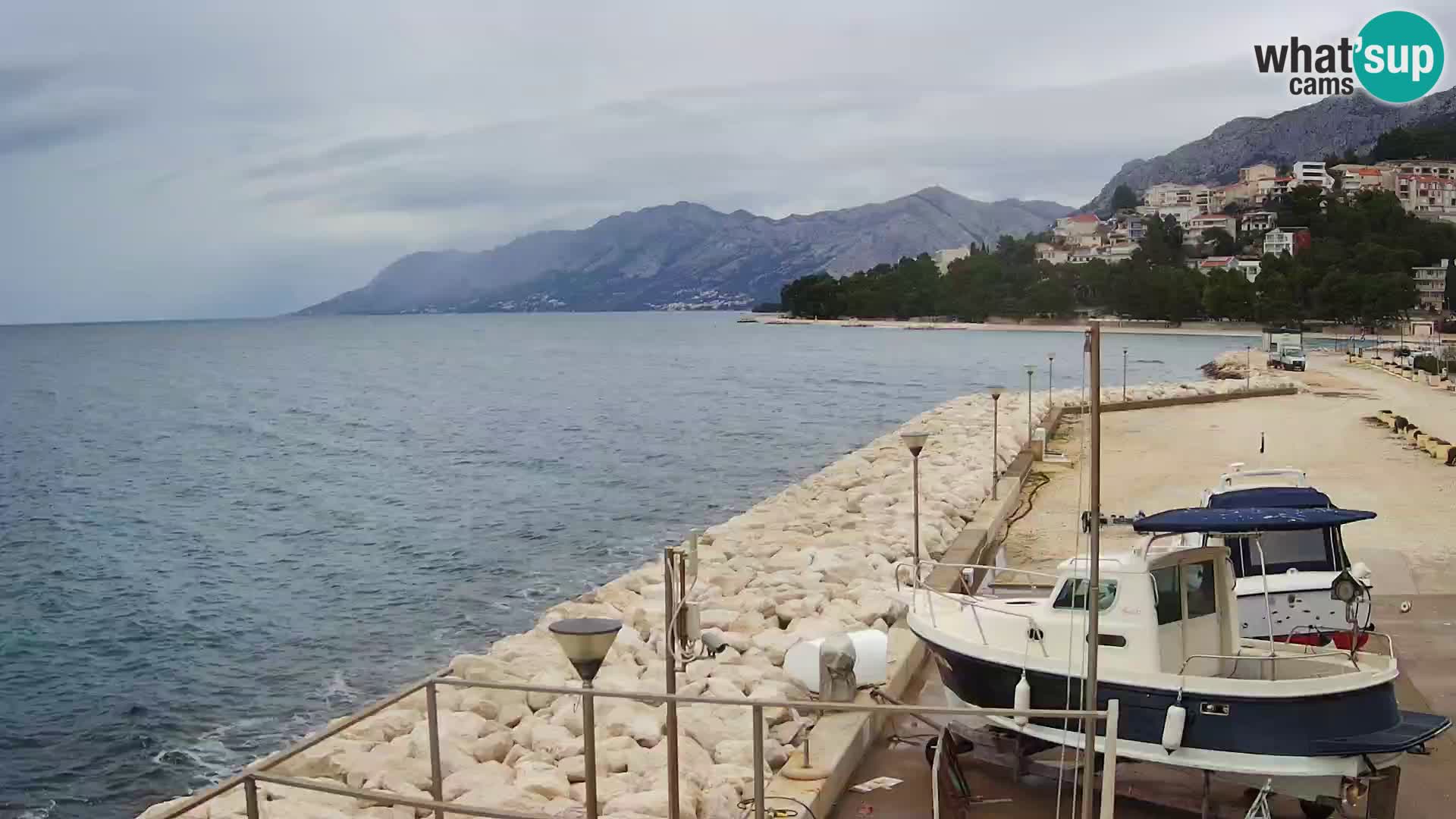 Webcam Live – View of Baška Voda and Biokovo mountain