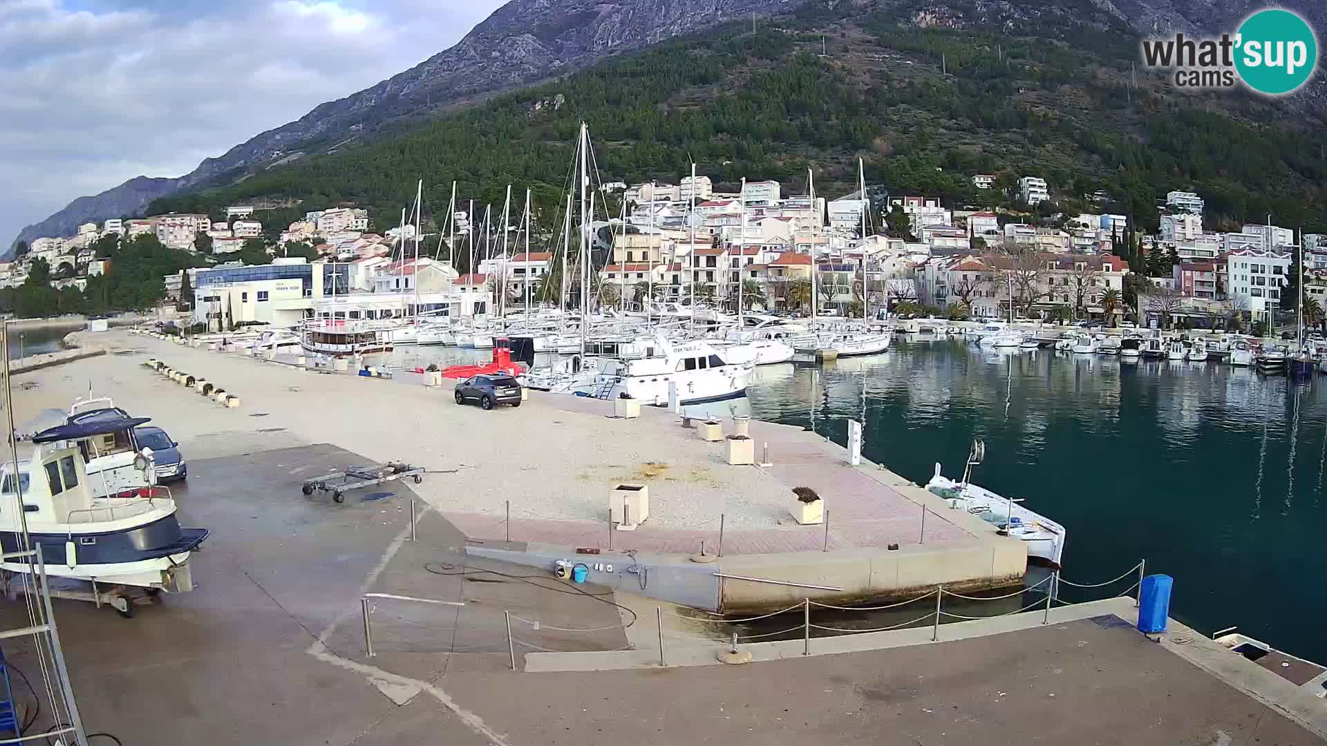 Vue du port de plaisance de la ville et la montagne Biokovo