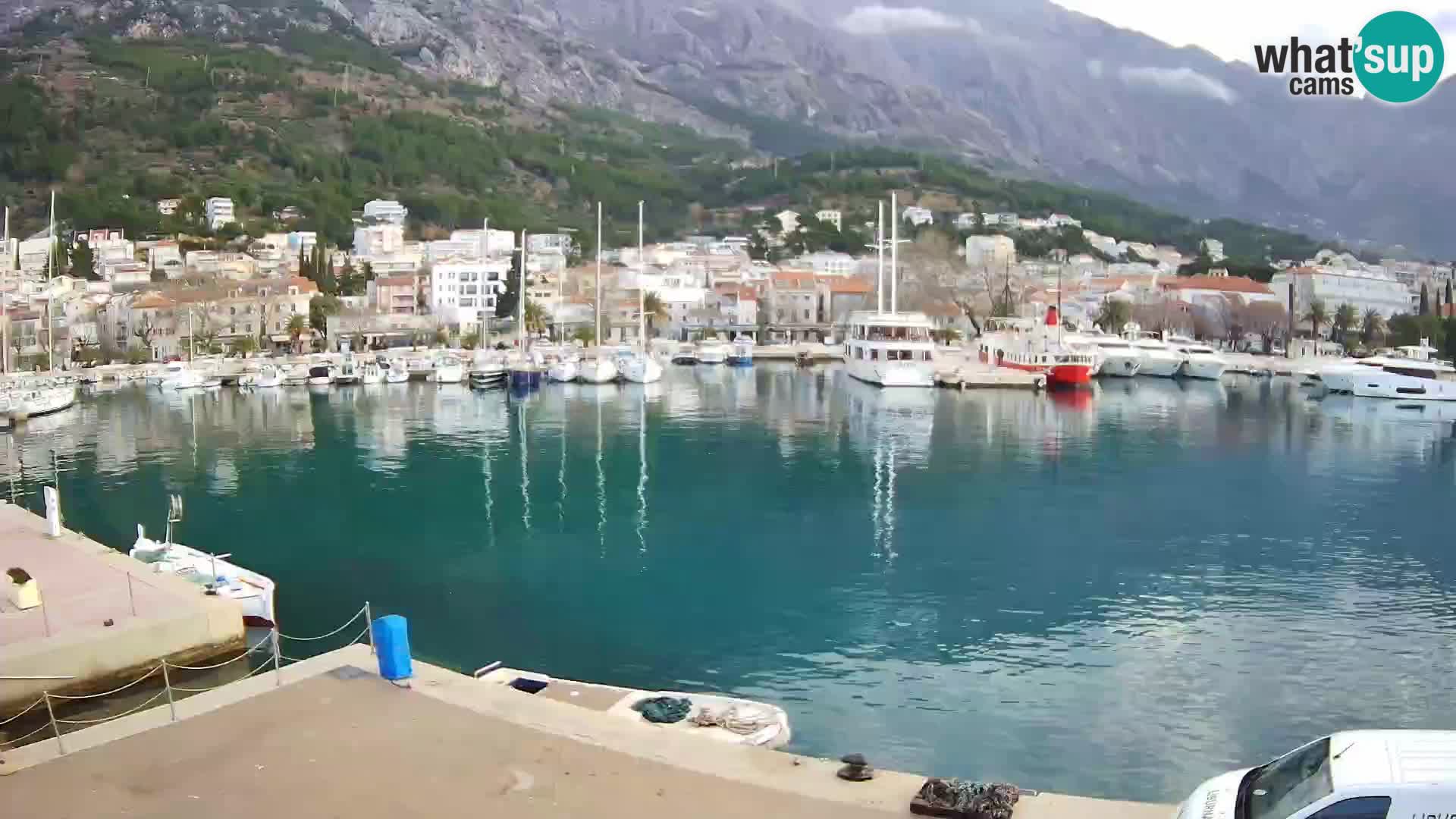 Webcam Live – View of Baška Voda and Biokovo mountain