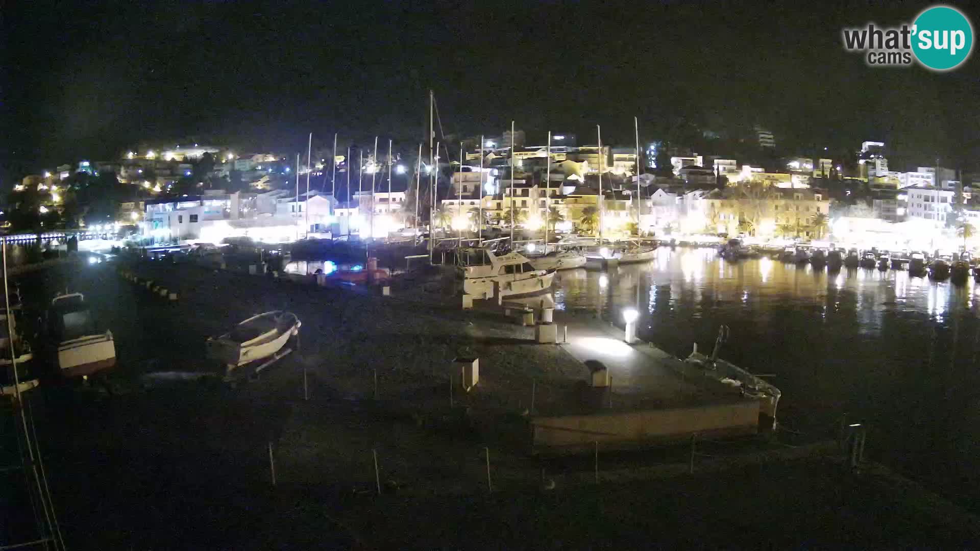 Webcam Basca Voda –  Vista desde el puerto deportivo de la ciudad y la montaña Biokovo