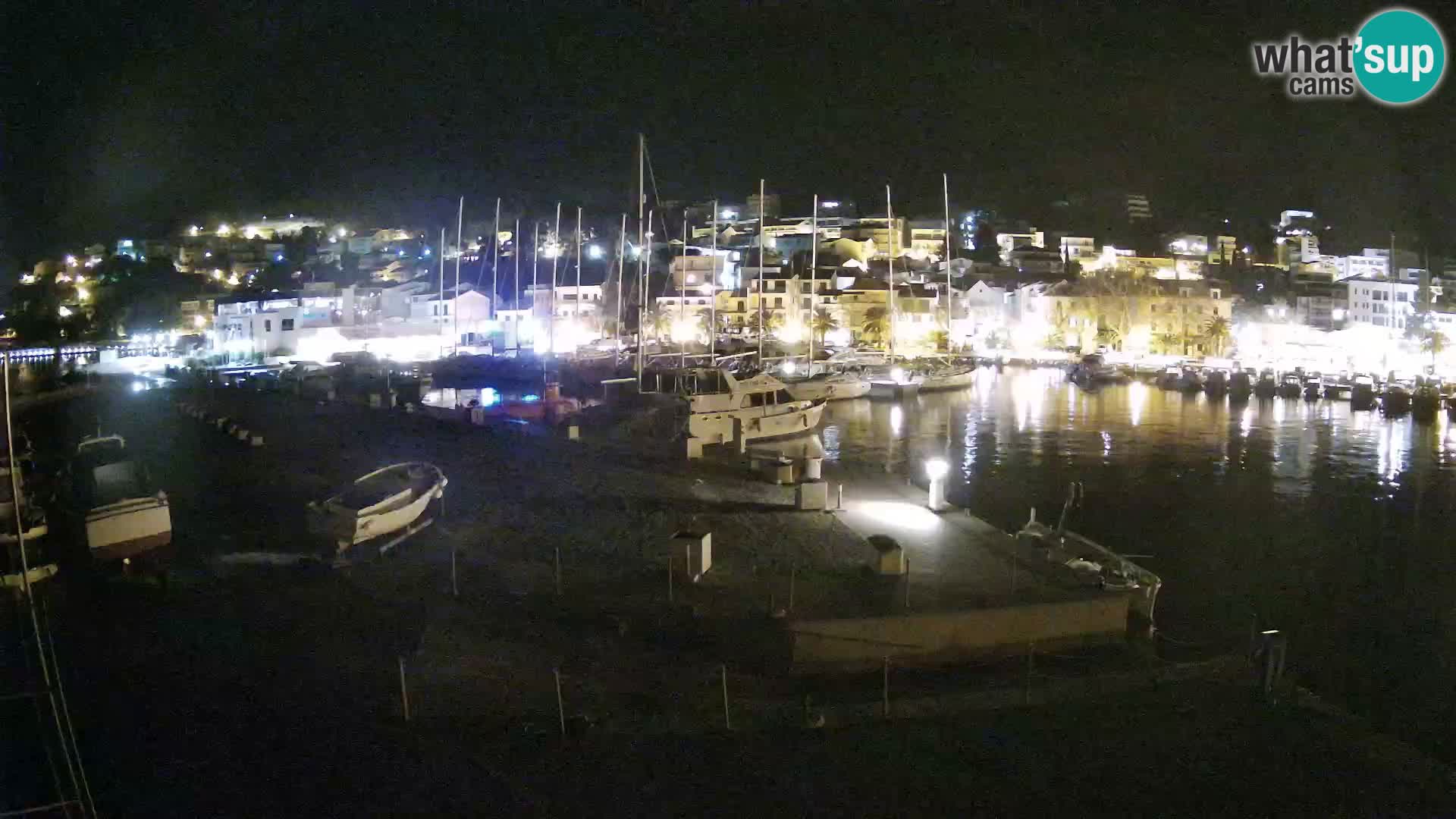 Webcam Basca Voda –  Vista desde el puerto deportivo de la ciudad y la montaña Biokovo