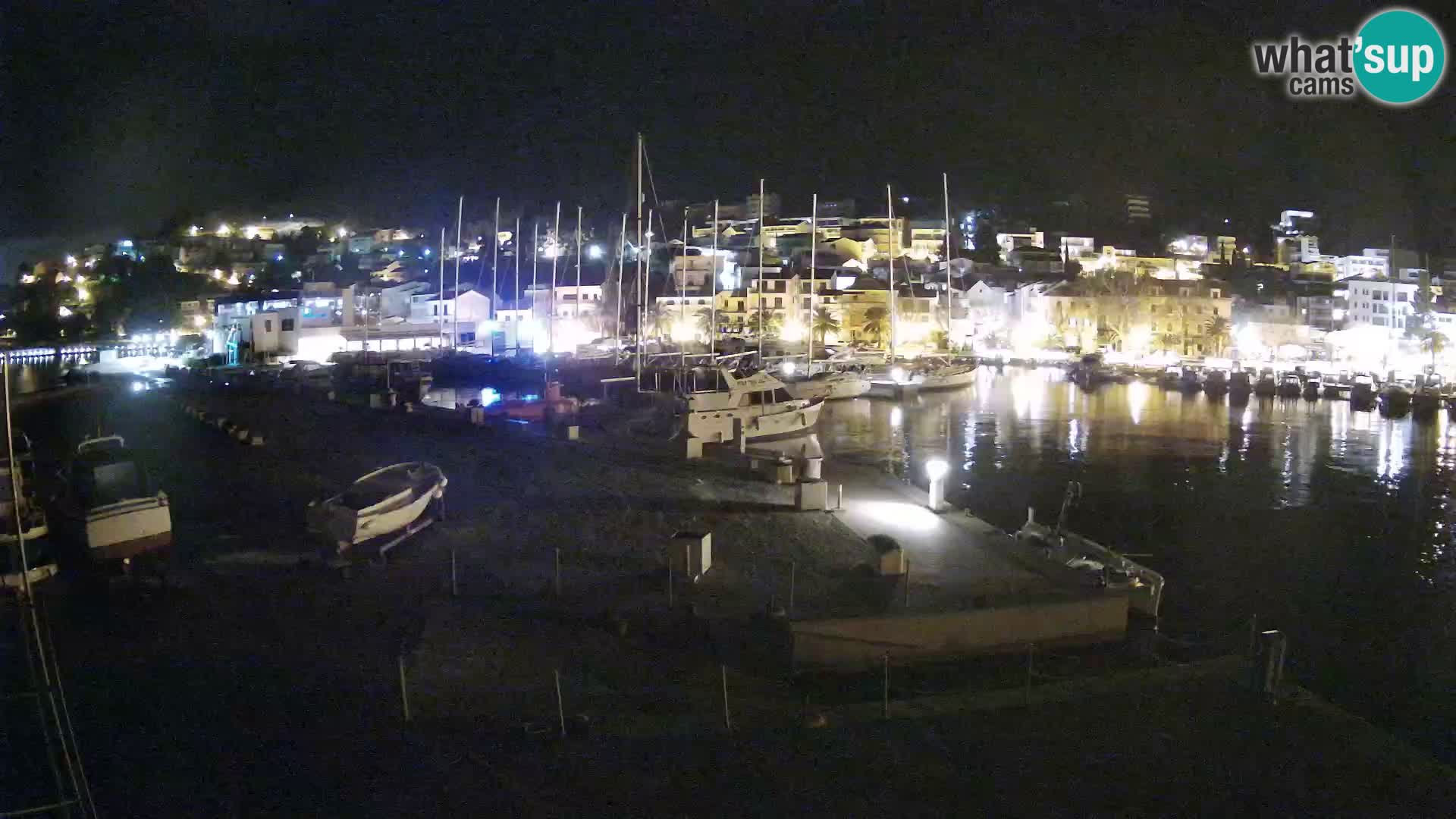 Webcam Basca Voda –  Vista desde el puerto deportivo de la ciudad y la montaña Biokovo