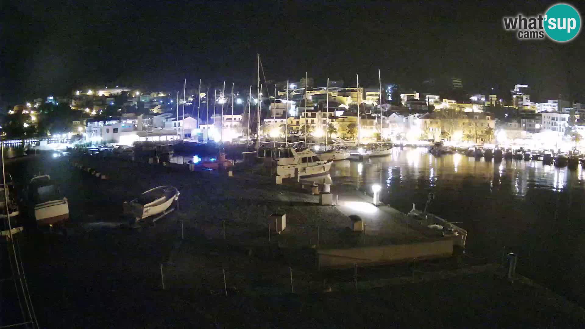 Webcam Basca Voda –  Vista desde el puerto deportivo de la ciudad y la montaña Biokovo