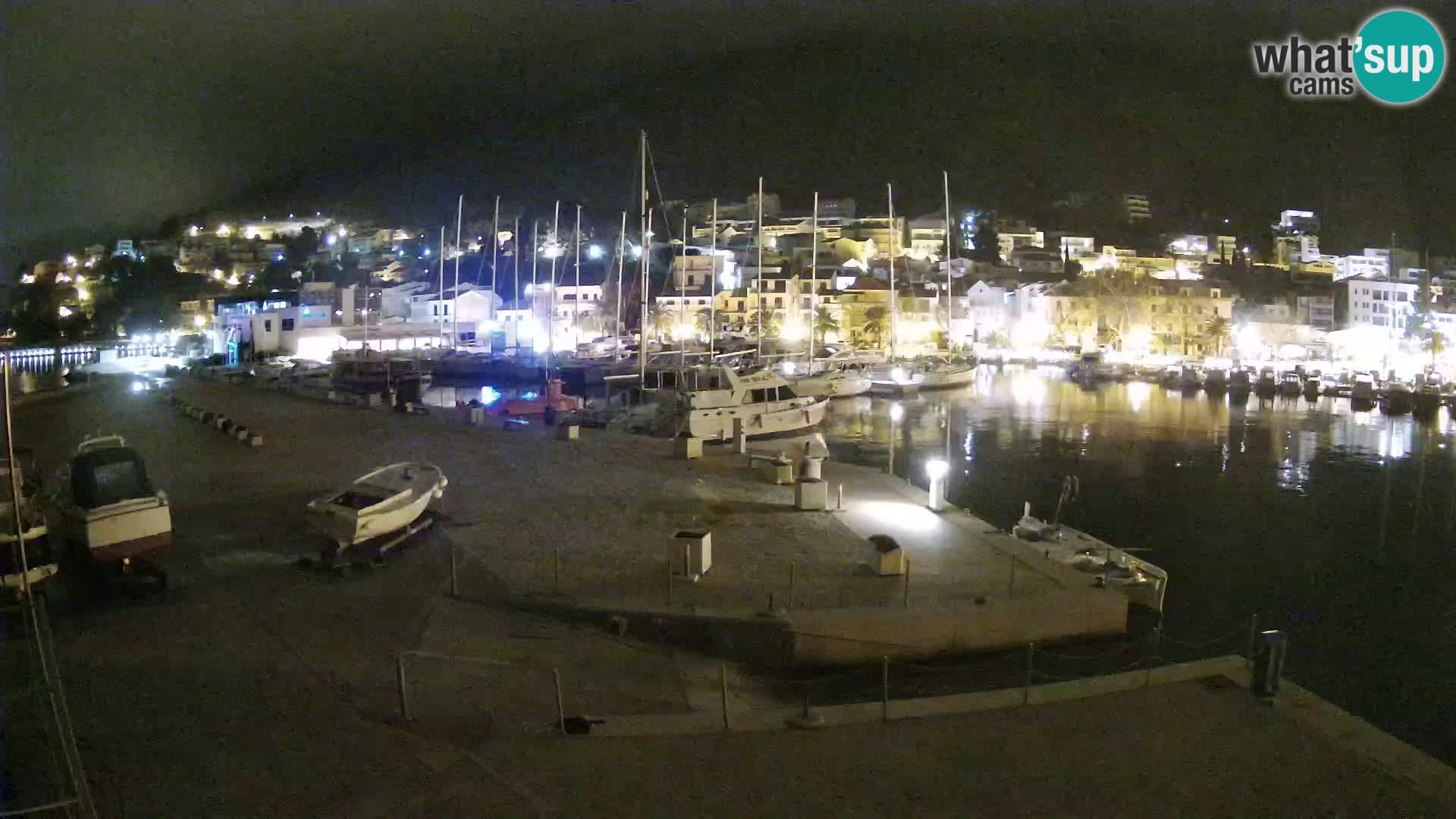 Webcam Basca Voda –  Vista desde el puerto deportivo de la ciudad y la montaña Biokovo