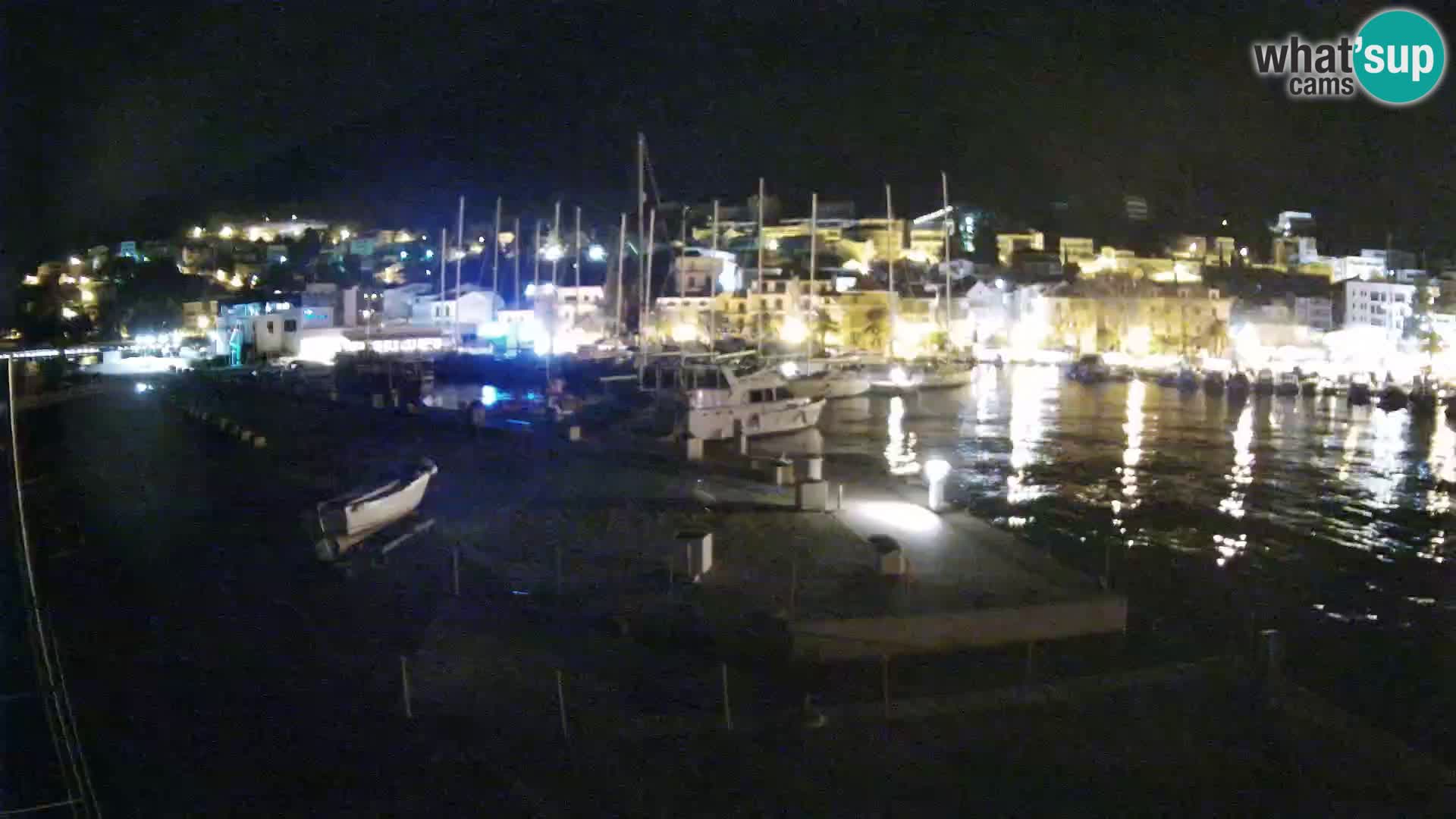 Webcam Basca Voda –  Vista desde el puerto deportivo de la ciudad y la montaña Biokovo