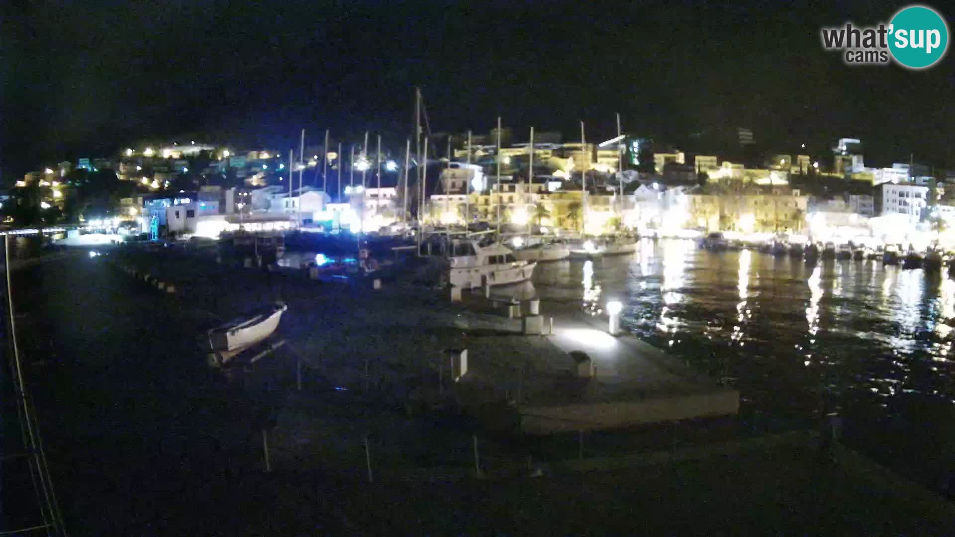 Webcam Basca Voda –  Vista desde el puerto deportivo de la ciudad y la montaña Biokovo