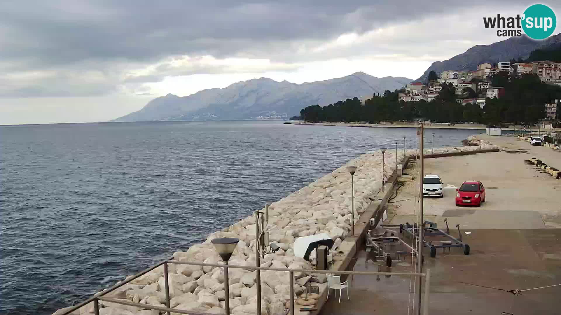 Webcam Live – Panorama di Baška Voda e delle montagne Biokovo