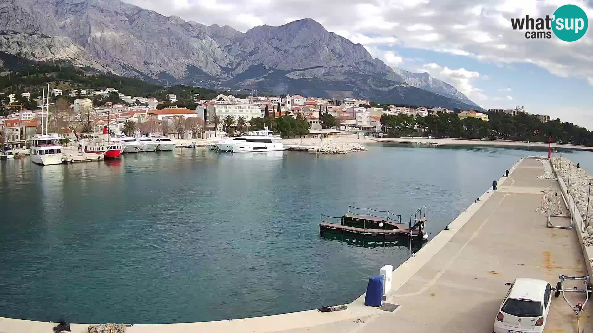 Vue du port de plaisance de la ville et la montagne Biokovo