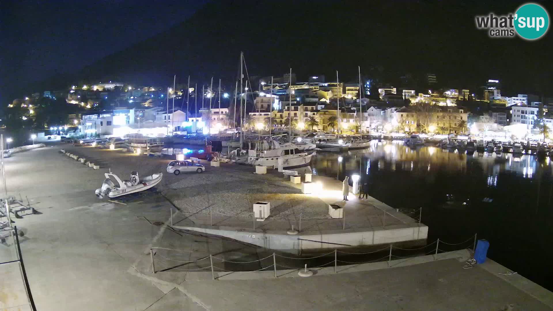 Webcam Basca Voda –  Vista desde el puerto deportivo de la ciudad y la montaña Biokovo