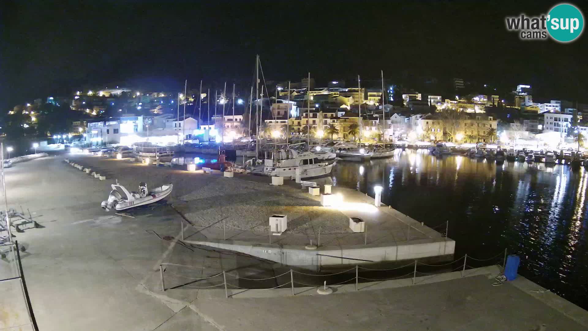 Webcam Basca Voda –  Vista desde el puerto deportivo de la ciudad y la montaña Biokovo