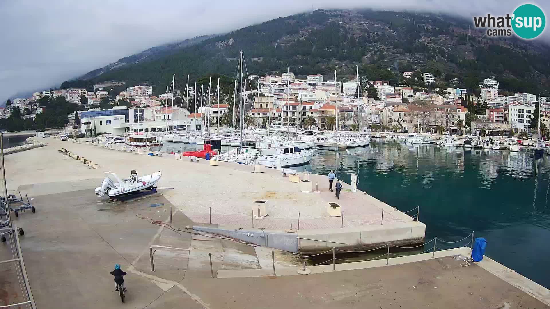 Vue du port de plaisance de la ville et la montagne Biokovo