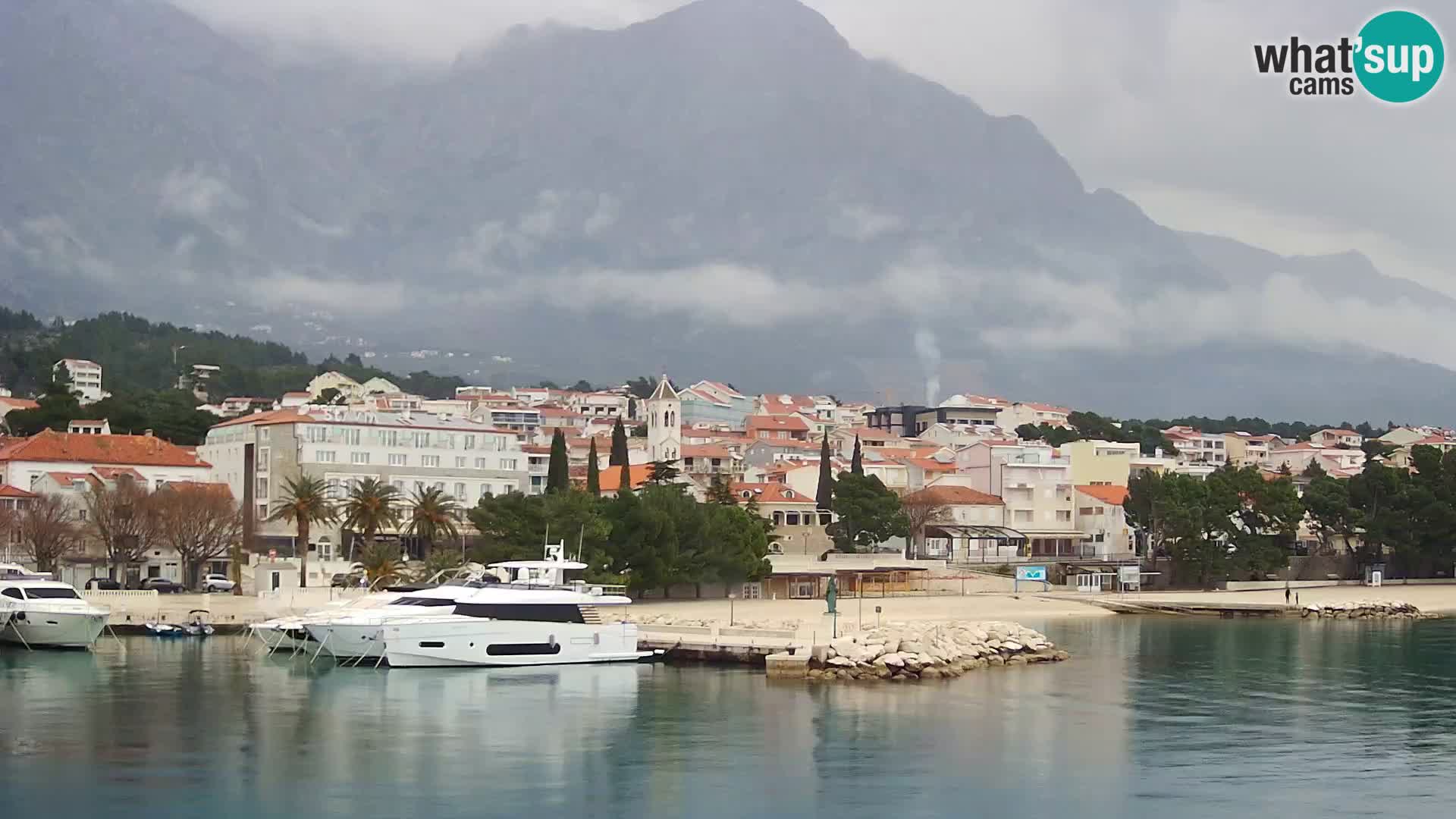 Webcam Live – View of Baška Voda and Biokovo mountain