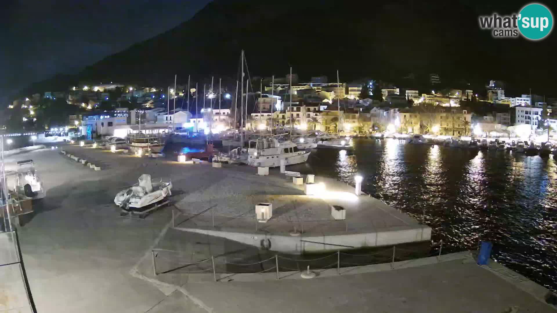 Webcam Basca Voda –  Vista desde el puerto deportivo de la ciudad y la montaña Biokovo