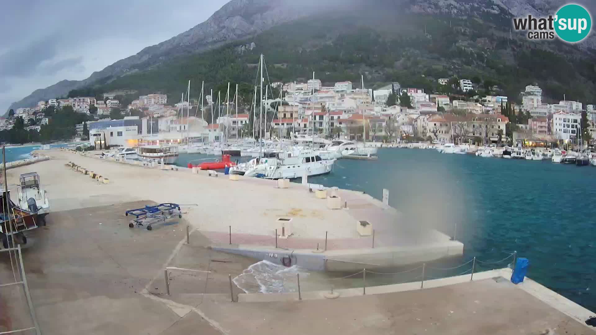 Webcam Baška Voda – Marina – Stadt und Gebirge Biokovo