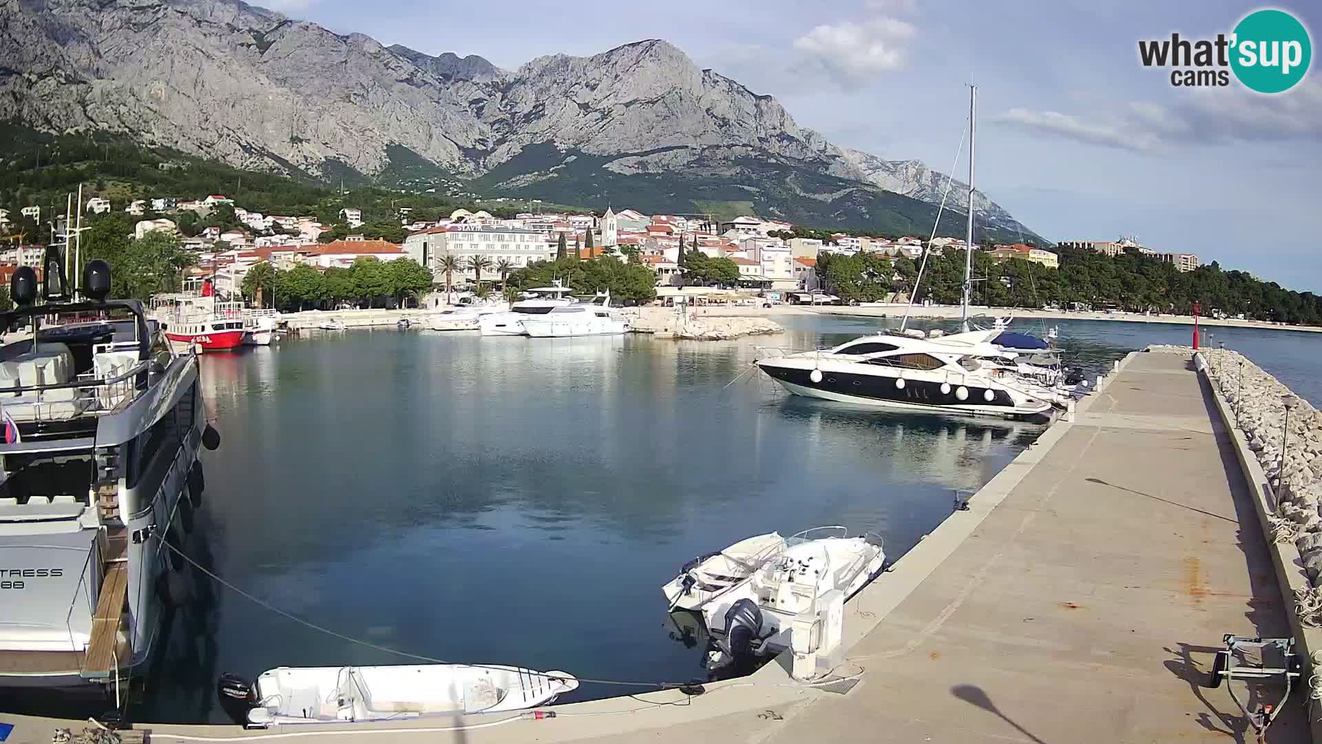 Vue du port de plaisance de la ville et la montagne Biokovo