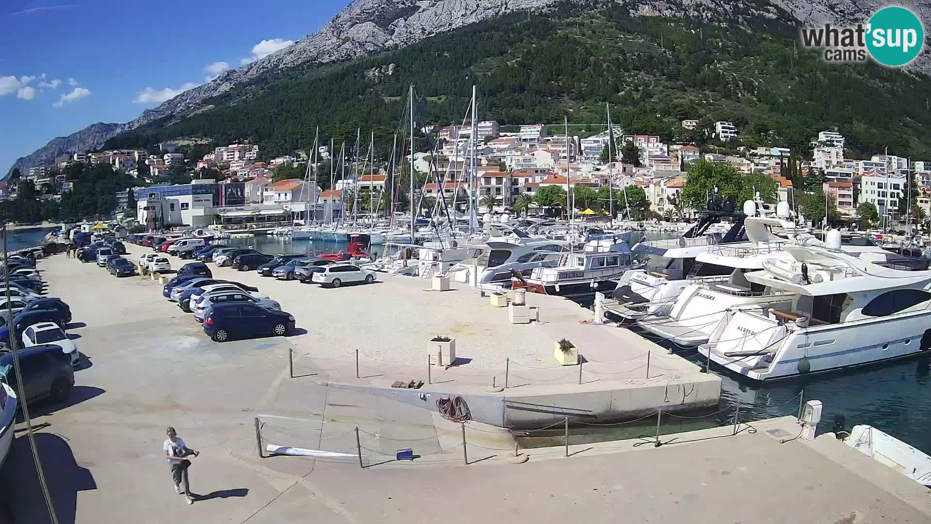 Vue du port de plaisance de la ville et la montagne Biokovo
