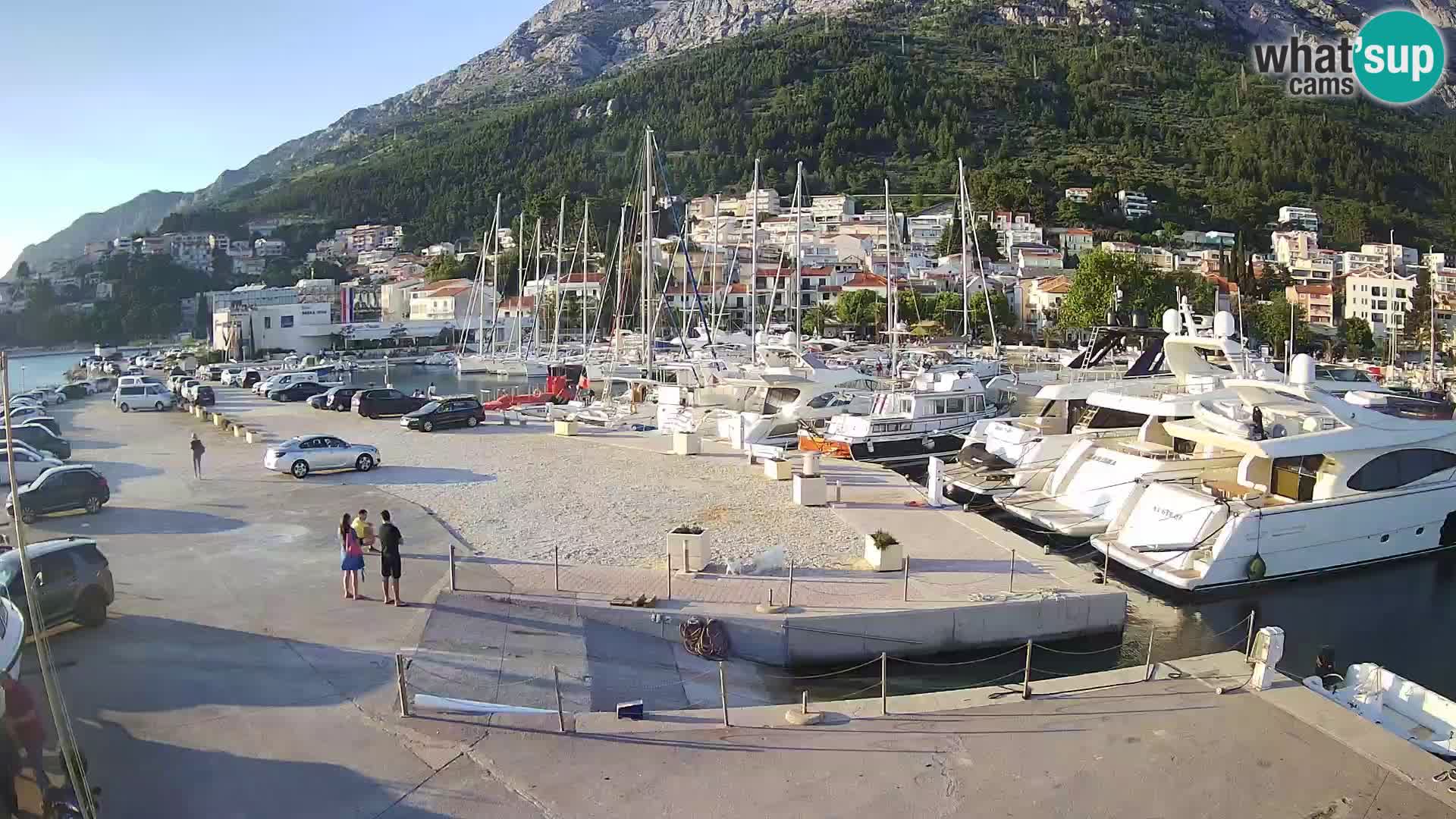 Vue du port de plaisance de la ville et la montagne Biokovo