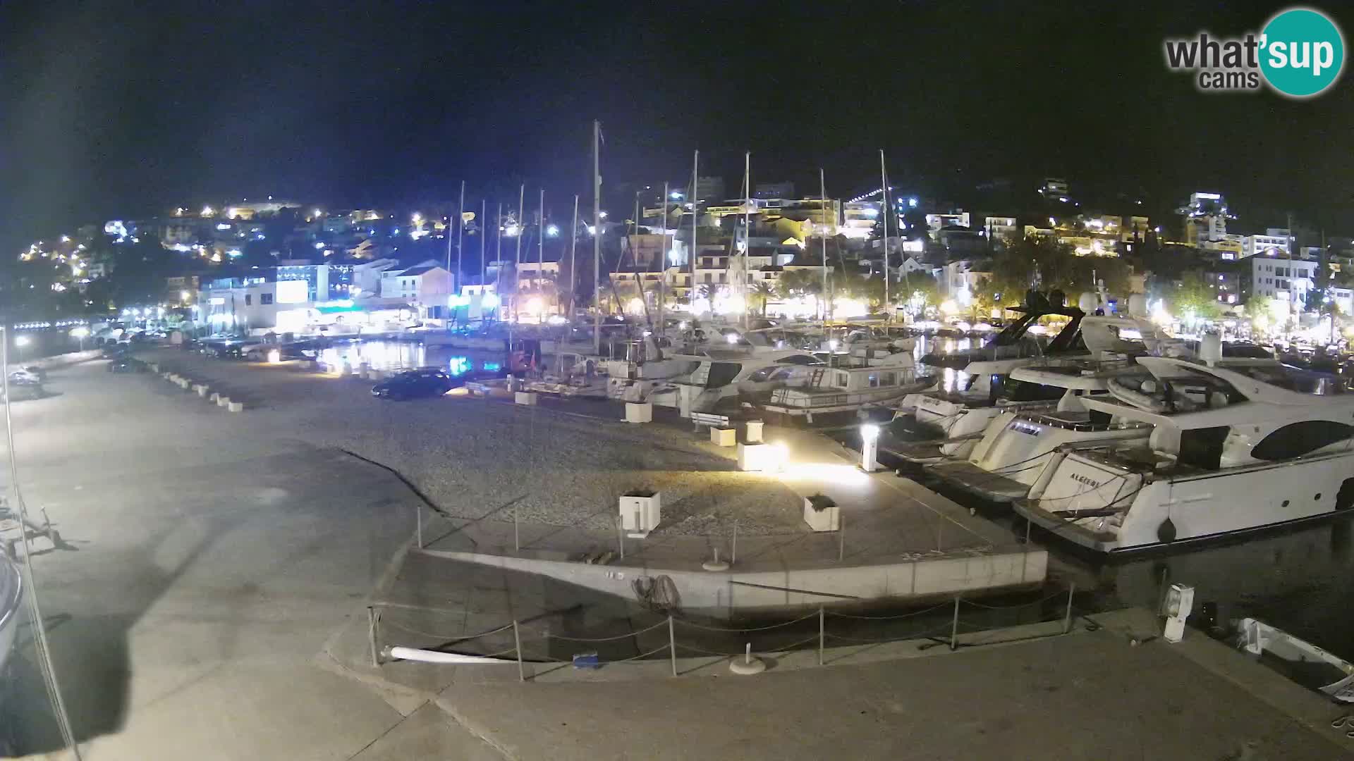 Webcam Basca Voda –  Vista desde el puerto deportivo de la ciudad y la montaña Biokovo