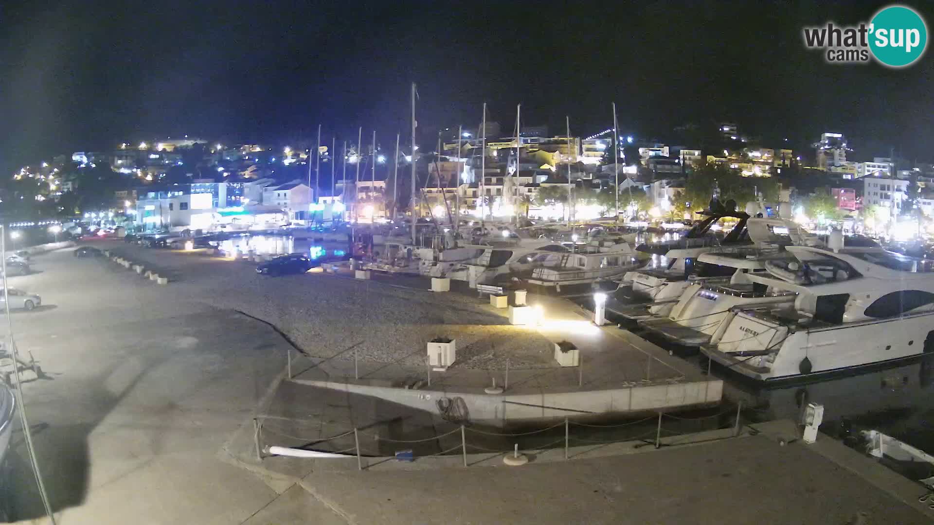 Webcam Basca Voda –  Vista desde el puerto deportivo de la ciudad y la montaña Biokovo