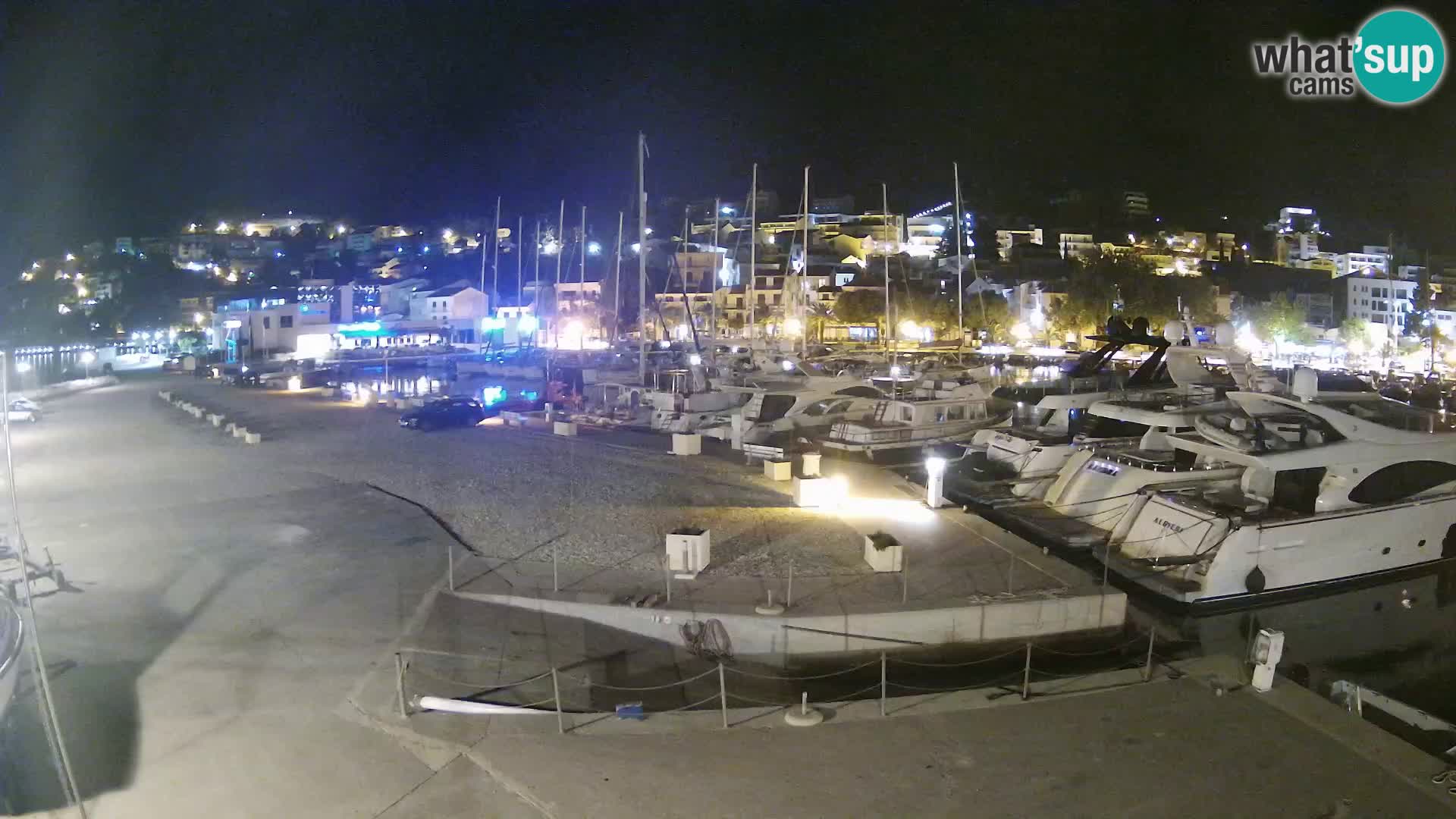 Webcam Basca Voda –  Vista desde el puerto deportivo de la ciudad y la montaña Biokovo