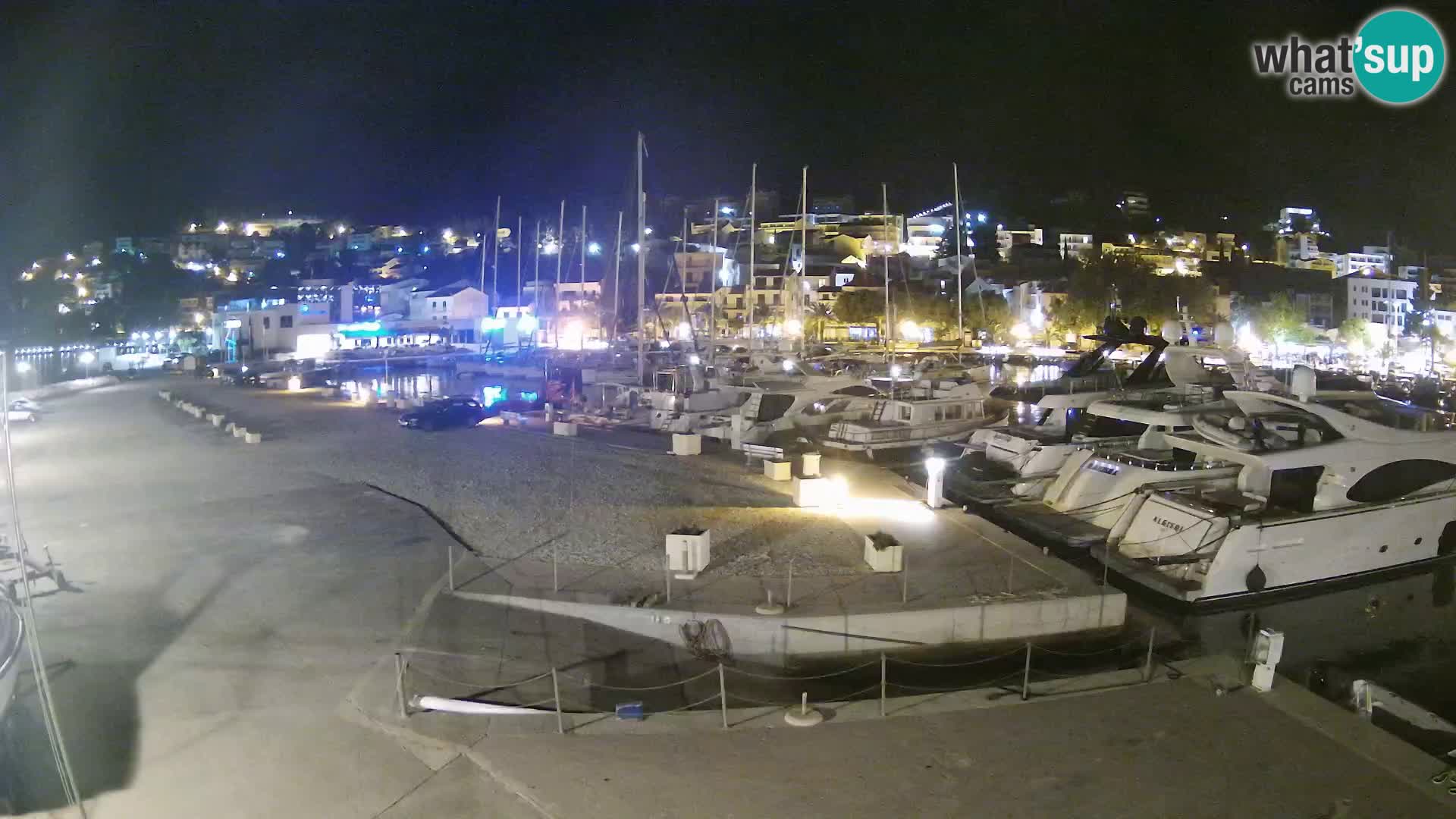 Webcam Basca Voda –  Vista desde el puerto deportivo de la ciudad y la montaña Biokovo
